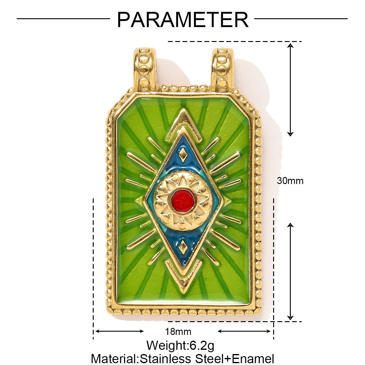 6pcs/pack Fashion Stainless Steel Tarot Card Evil Eye Sun Necklace Pendant Enamel Cross Parrot DIY Charm Women Dnosaur Jewelry