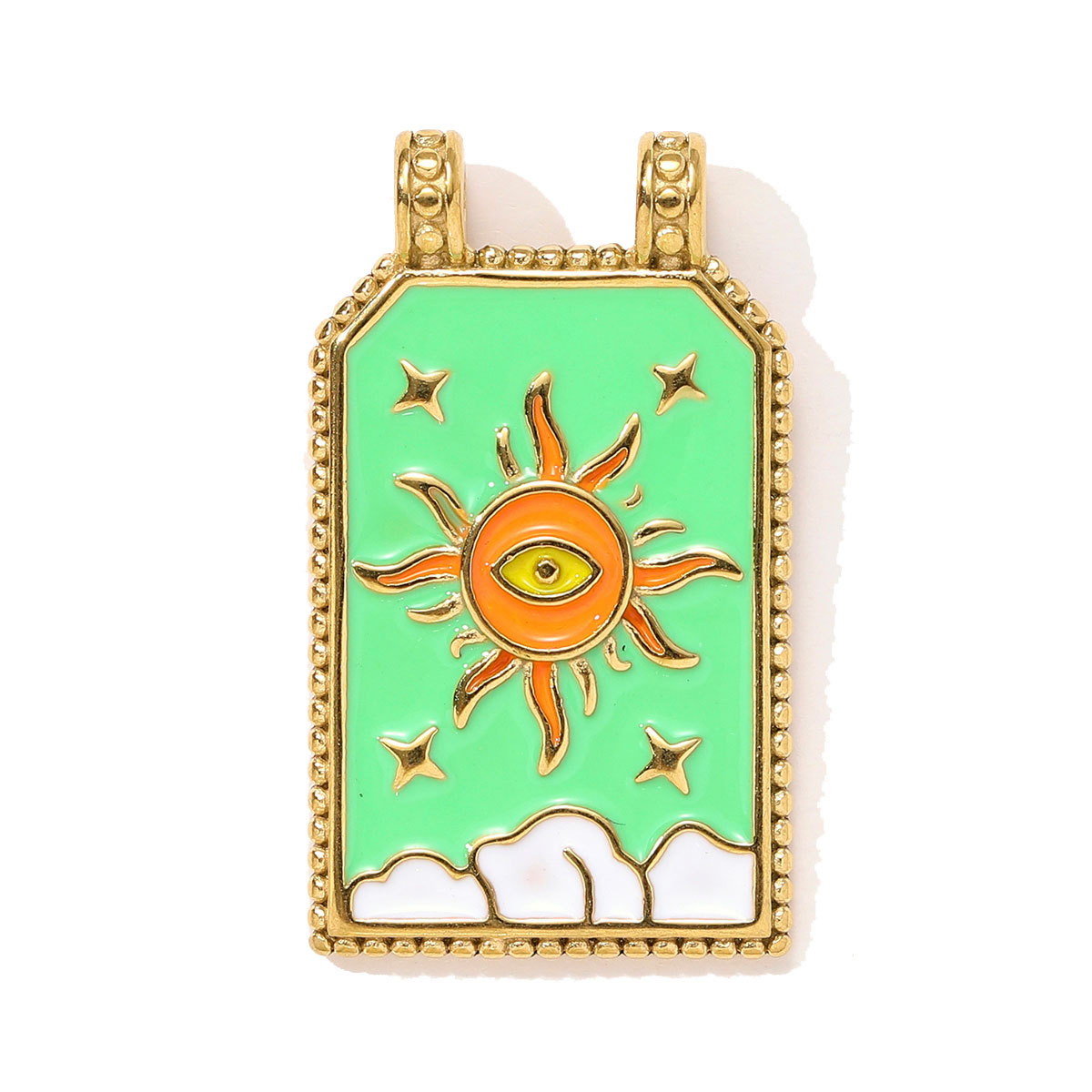 6pcs/pack Fashion Stainless Steel Tarot Card Evil Eye Sun Necklace Pendant Enamel Cross Parrot DIY Charm Women Dnosaur Jewelry