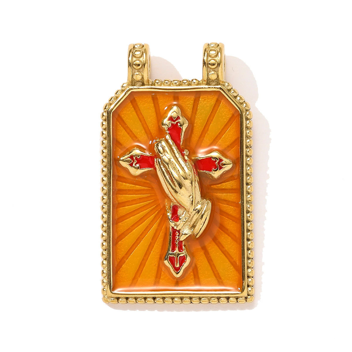 6pcs/pack Fashion Stainless Steel Tarot Card Evil Eye Sun Necklace Pendant Enamel Cross Parrot DIY Charm Women Dnosaur Jewelry