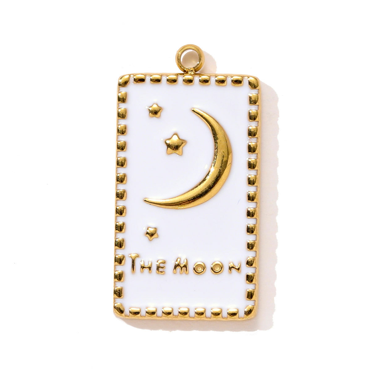6pcs/pack Stainless Steel Enamel Crescent Moon Star Necklace Pendant Rhinestone Evil Eye DIY Charm Women Love Heart Jewelry