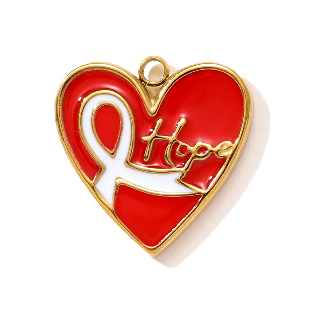 6pcs/pack Stainless Steel Enamel Hope Ribbon Heart Necklace Pendant Evil Eye Love DIY Charm Women Rose Envelope Jewelry