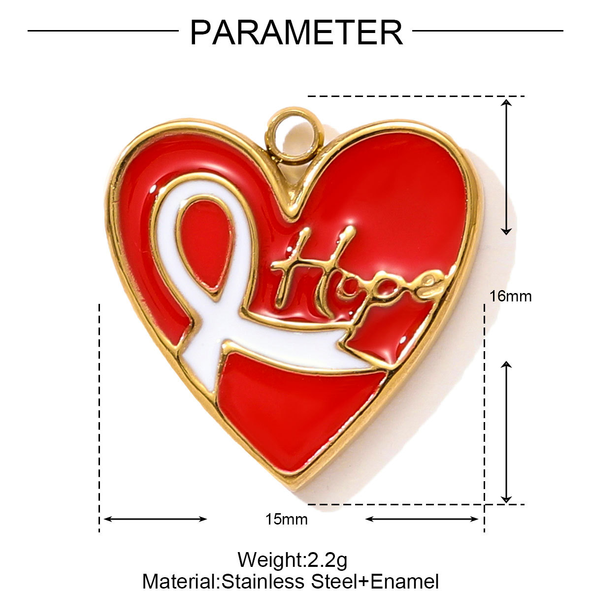 6pcs/pack Stainless Steel Enamel Hope Ribbon Heart Necklace Pendant Evil Eye Love DIY Charm Women Rose Envelope Jewelry