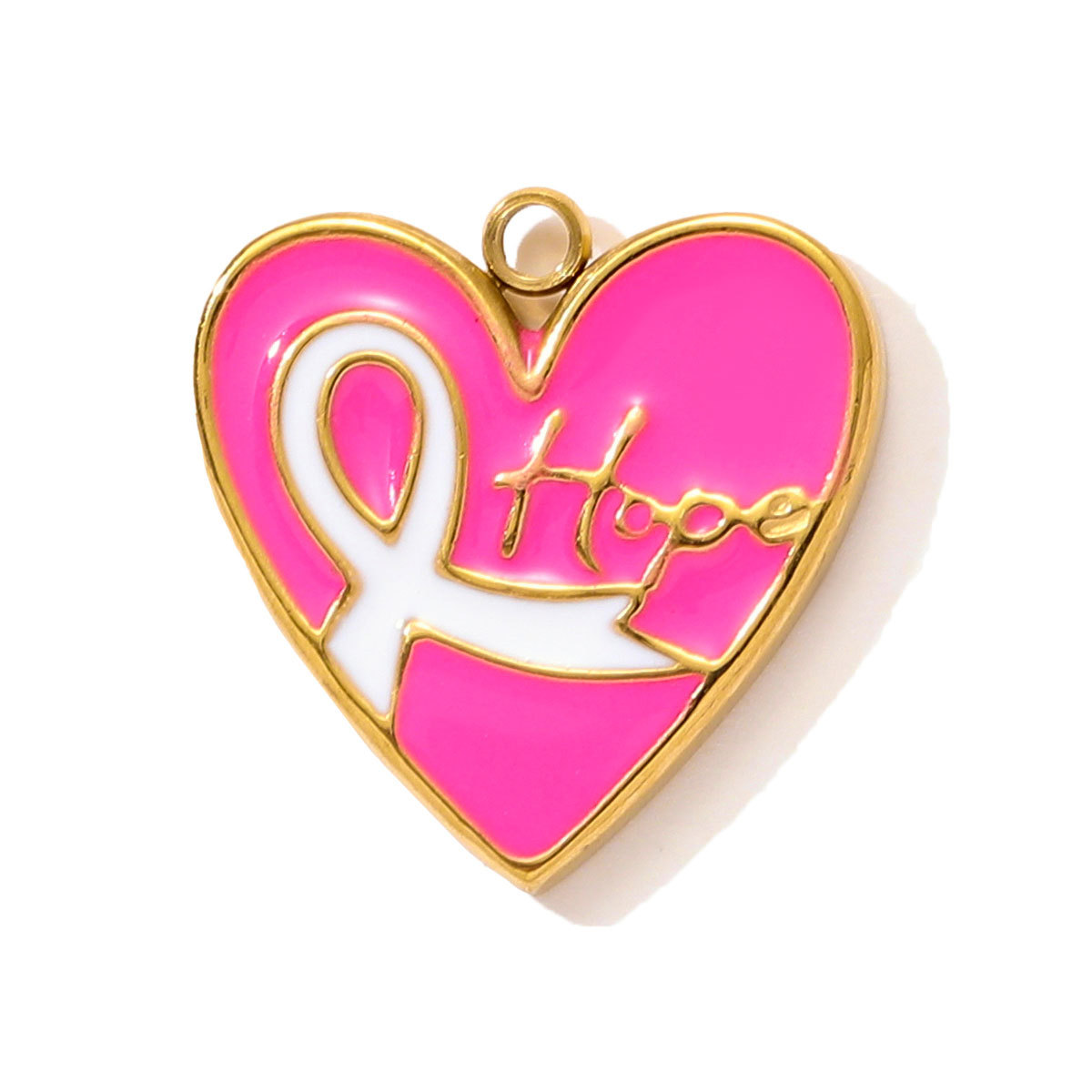 6pcs/pack Stainless Steel Enamel Hope Ribbon Heart Necklace Pendant Evil Eye Love DIY Charm Women Rose Envelope Jewelry