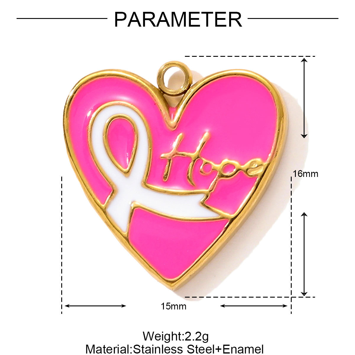 6pcs/pack Stainless Steel Enamel Hope Ribbon Heart Necklace Pendant Evil Eye Love DIY Charm Women Rose Envelope Jewelry