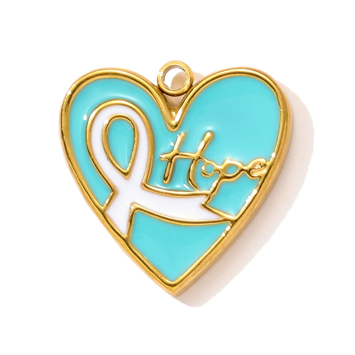 6pcs/pack Stainless Steel Enamel Hope Ribbon Heart Necklace Pendant Evil Eye Love DIY Charm Women Rose Envelope Jewelry