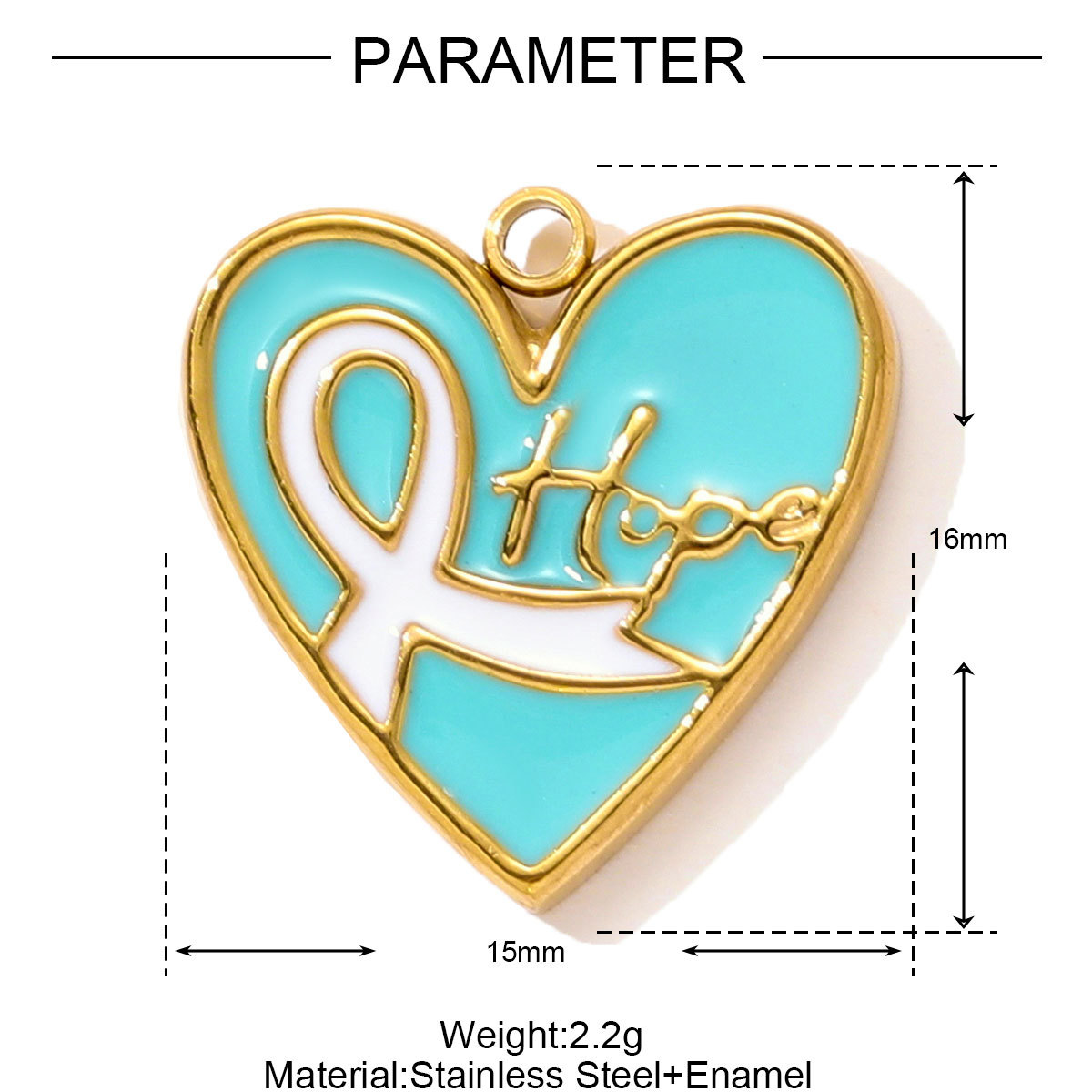6pcs/pack Stainless Steel Enamel Hope Ribbon Heart Necklace Pendant Evil Eye Love DIY Charm Women Rose Envelope Jewelry