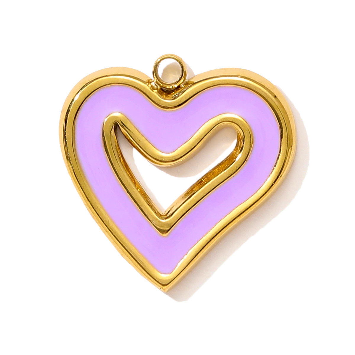 6pcs/pack Stainless Steel Enamel Hope Ribbon Heart Necklace Pendant Evil Eye Love DIY Charm Women Rose Envelope Jewelry