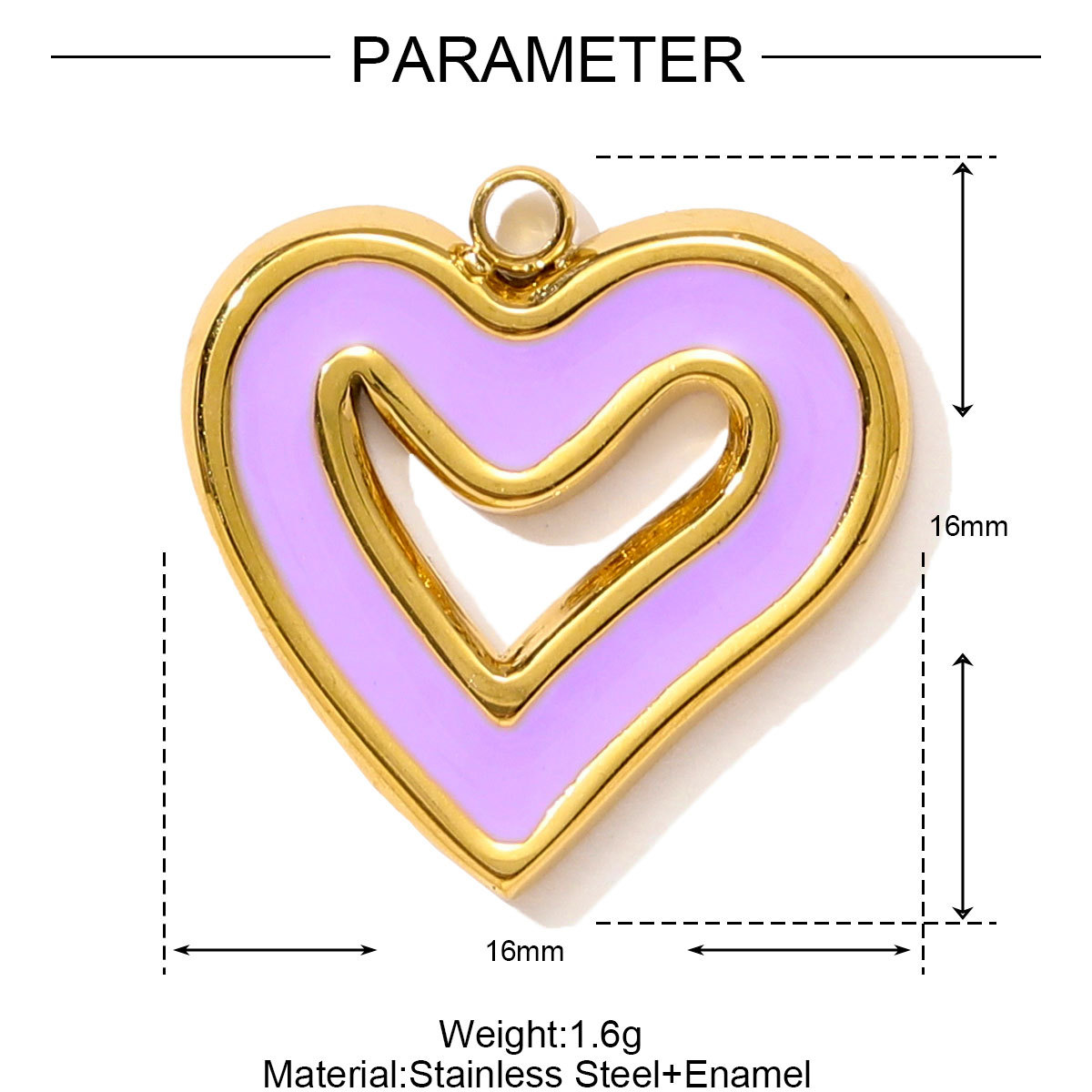 6pcs/pack Stainless Steel Enamel Hope Ribbon Heart Necklace Pendant Evil Eye Love DIY Charm Women Rose Envelope Jewelry