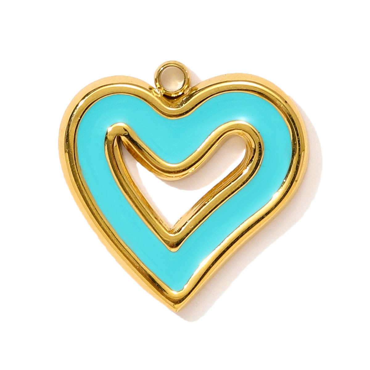 6pcs/pack Stainless Steel Enamel Hope Ribbon Heart Necklace Pendant Evil Eye Love DIY Charm Women Rose Envelope Jewelry