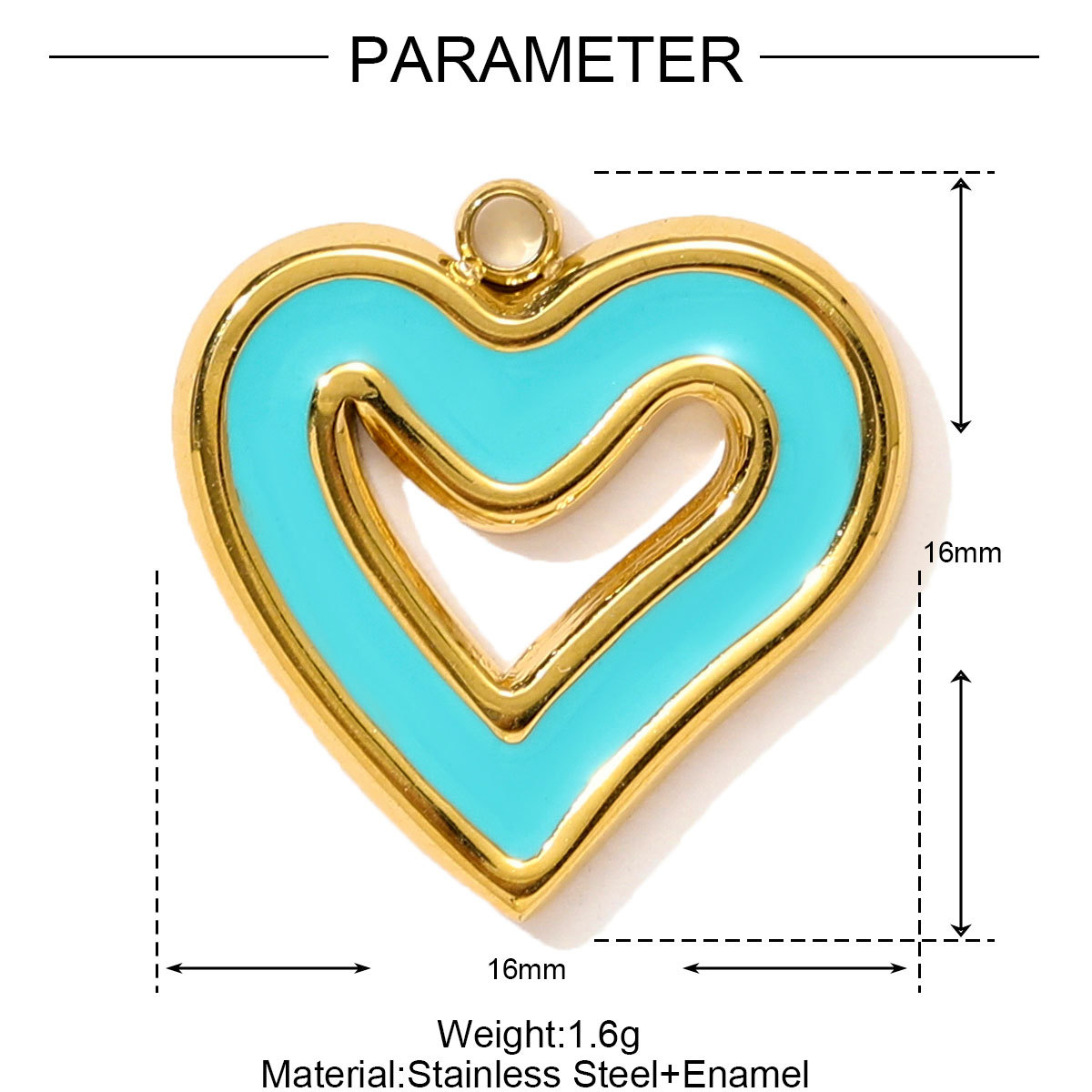 6pcs/pack Stainless Steel Enamel Hope Ribbon Heart Necklace Pendant Evil Eye Love DIY Charm Women Rose Envelope Jewelry