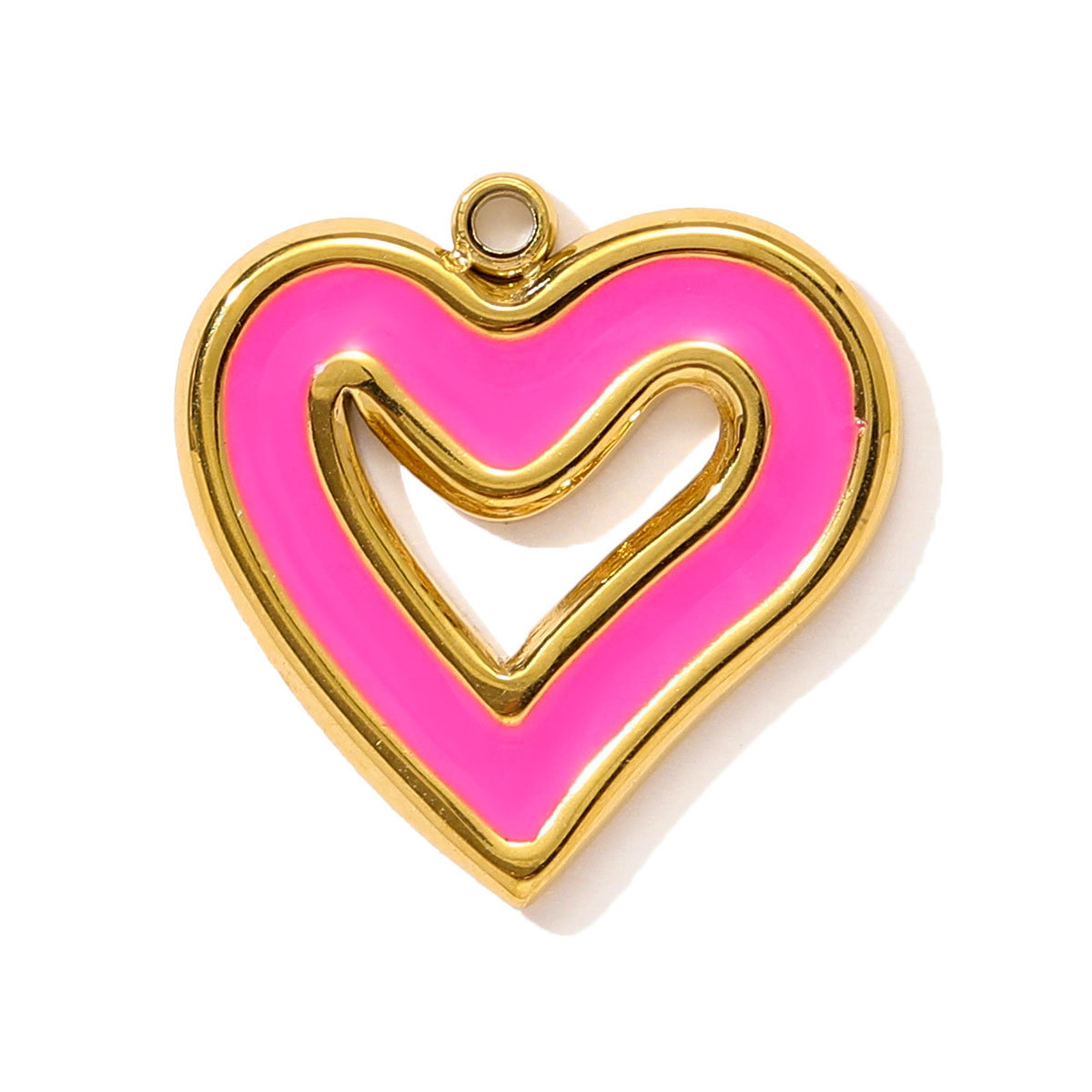 6pcs/pack Stainless Steel Enamel Hope Ribbon Heart Necklace Pendant Evil Eye Love DIY Charm Women Rose Envelope Jewelry
