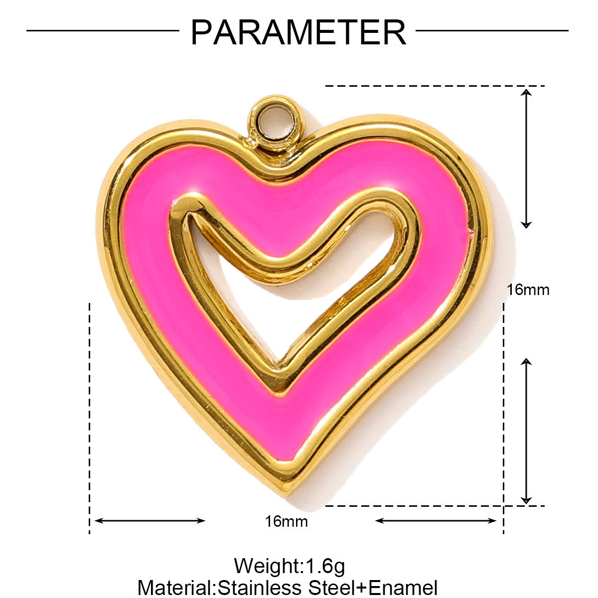 6pcs/pack Stainless Steel Enamel Hope Ribbon Heart Necklace Pendant Evil Eye Love DIY Charm Women Rose Envelope Jewelry