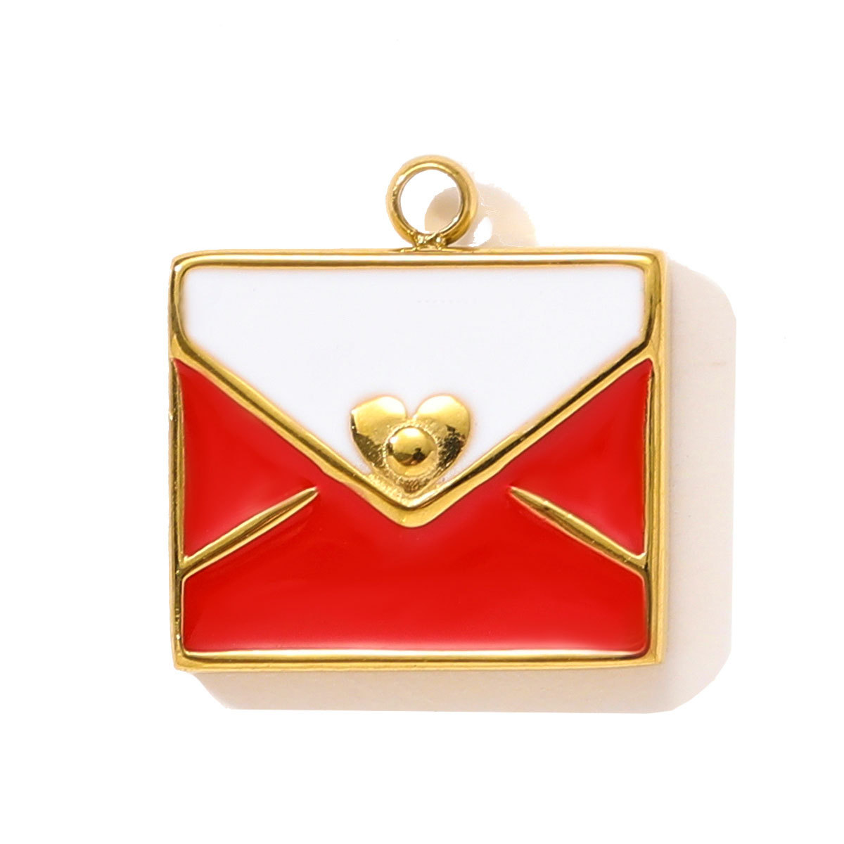6pcs/pack Stainless Steel Enamel Hope Ribbon Heart Necklace Pendant Evil Eye Love DIY Charm Women Rose Envelope Jewelry