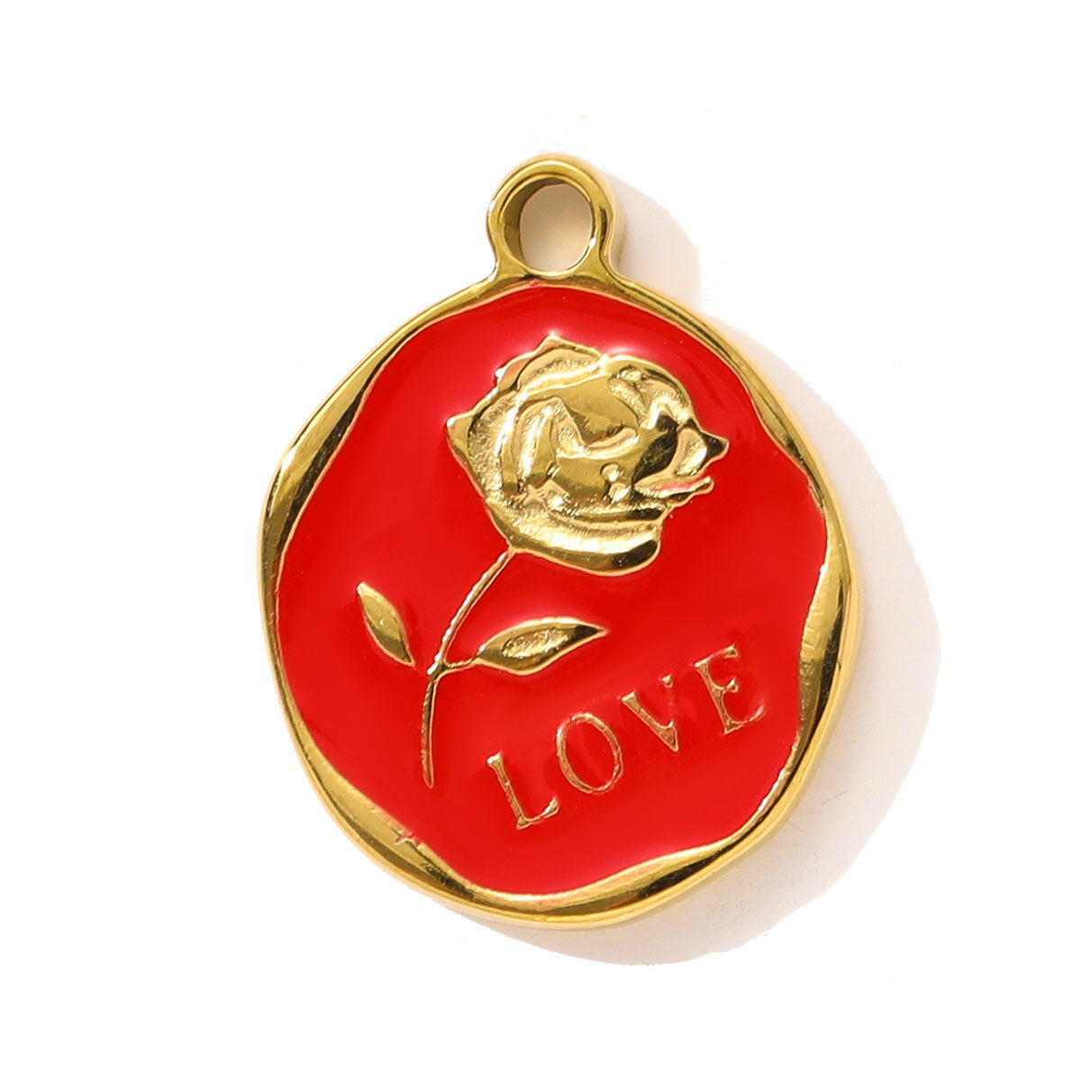 6pcs/pack Stainless Steel Enamel Hope Ribbon Heart Necklace Pendant Evil Eye Love DIY Charm Women Rose Envelope Jewelry