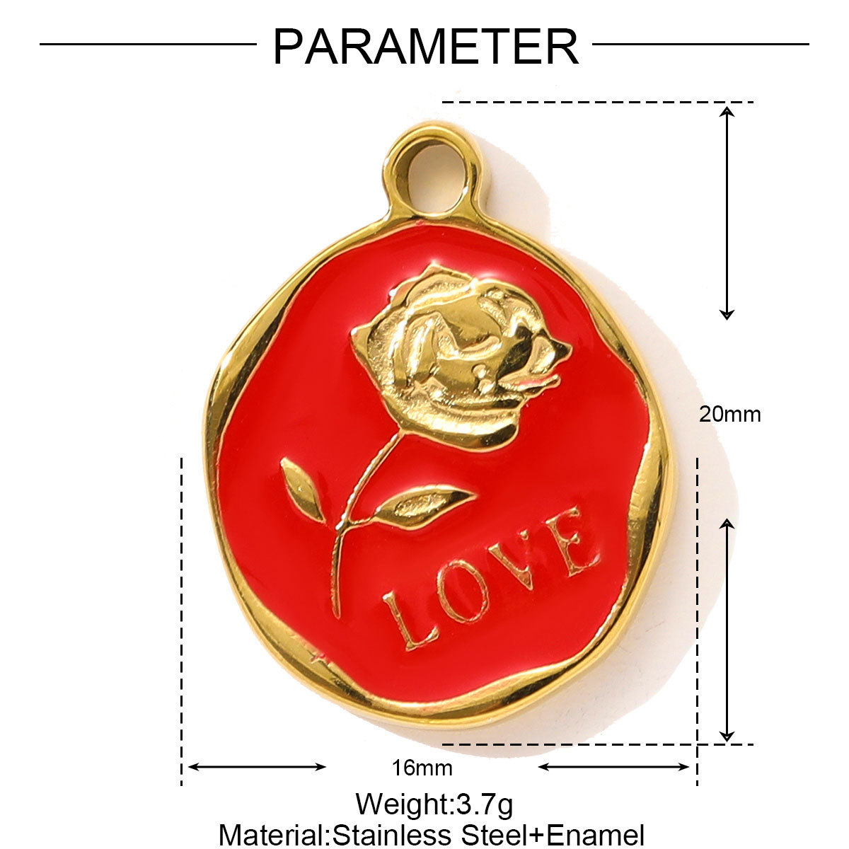 6pcs/pack Stainless Steel Enamel Hope Ribbon Heart Necklace Pendant Evil Eye Love DIY Charm Women Rose Envelope Jewelry