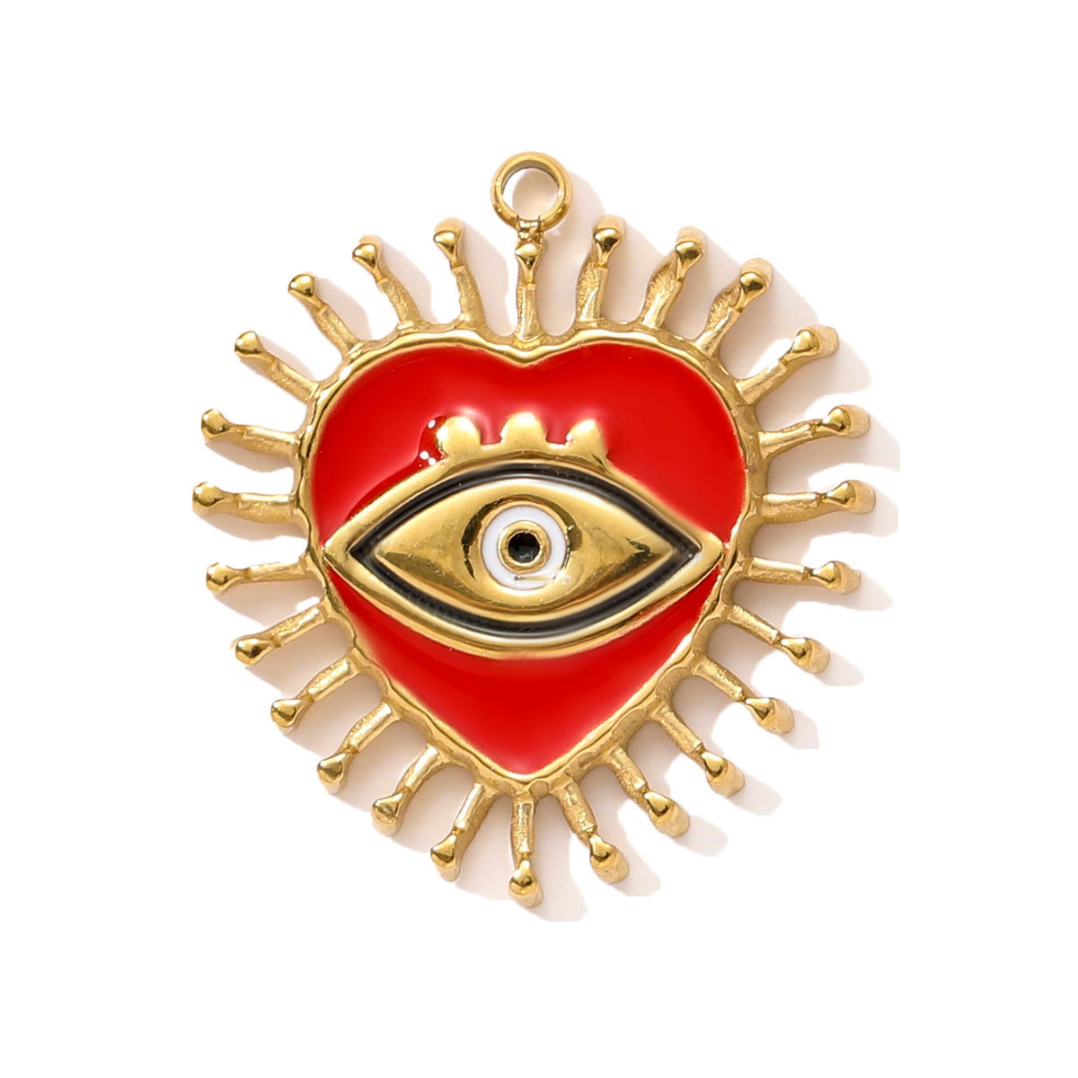 6pcs/pack Stainless Steel Enamel Hope Ribbon Heart Necklace Pendant Evil Eye Love DIY Charm Women Rose Envelope Jewelry
