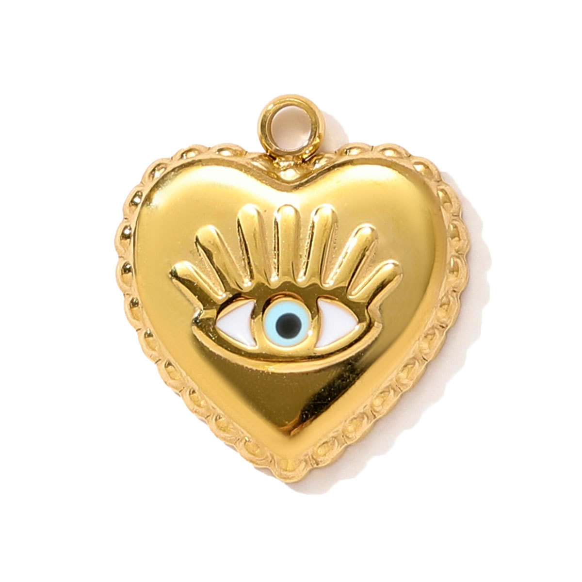 6pcs/pack Stainless Steel Enamel Hope Ribbon Heart Necklace Pendant Evil Eye Love DIY Charm Women Rose Envelope Jewelry