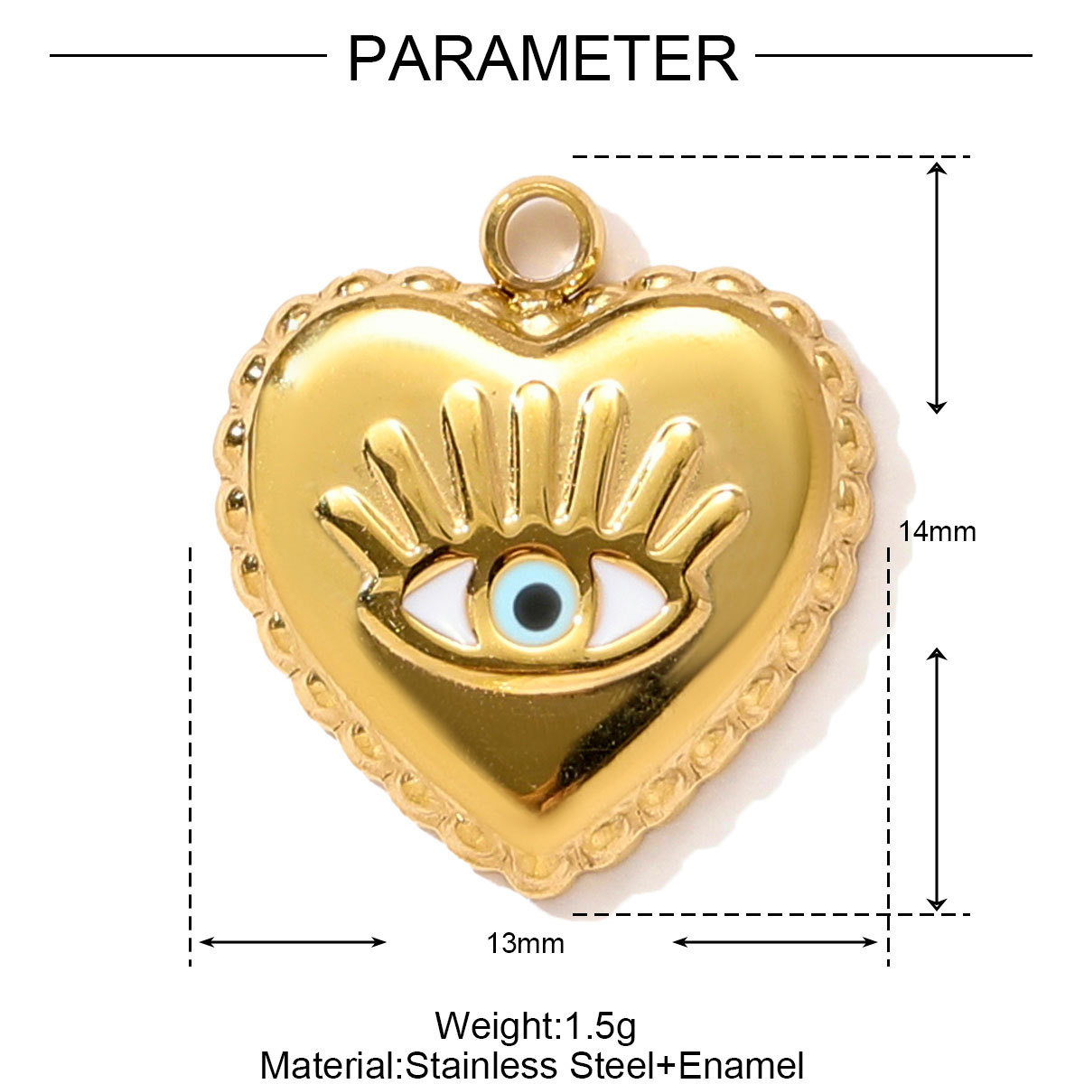 6pcs/pack Stainless Steel Enamel Hope Ribbon Heart Necklace Pendant Evil Eye Love DIY Charm Women Rose Envelope Jewelry