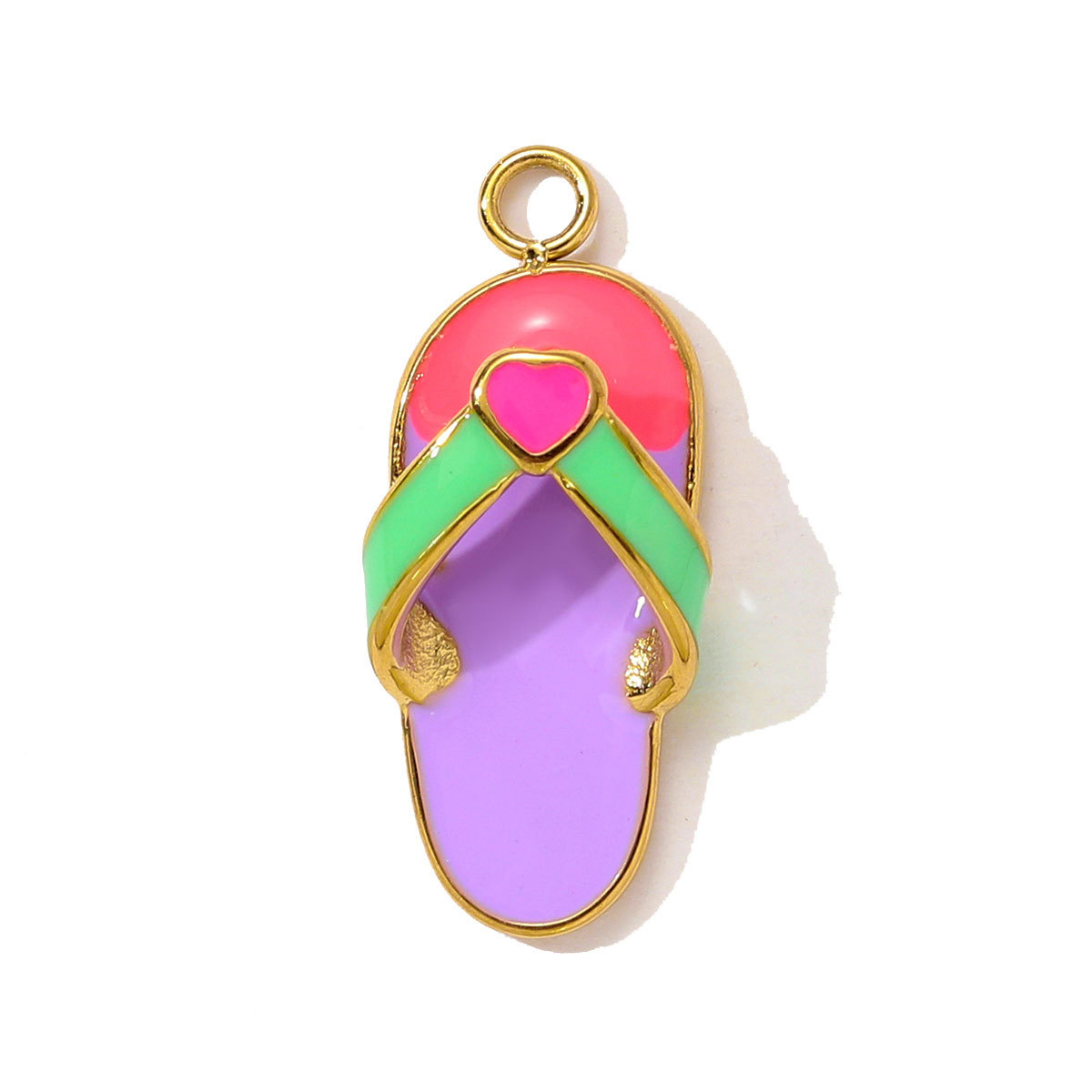 6pcs/pack Stainless Steel Enamel Shell Whale Necklace Pendant Flip Flops DIY Earring Charm Women Summer Vacation Jewelry