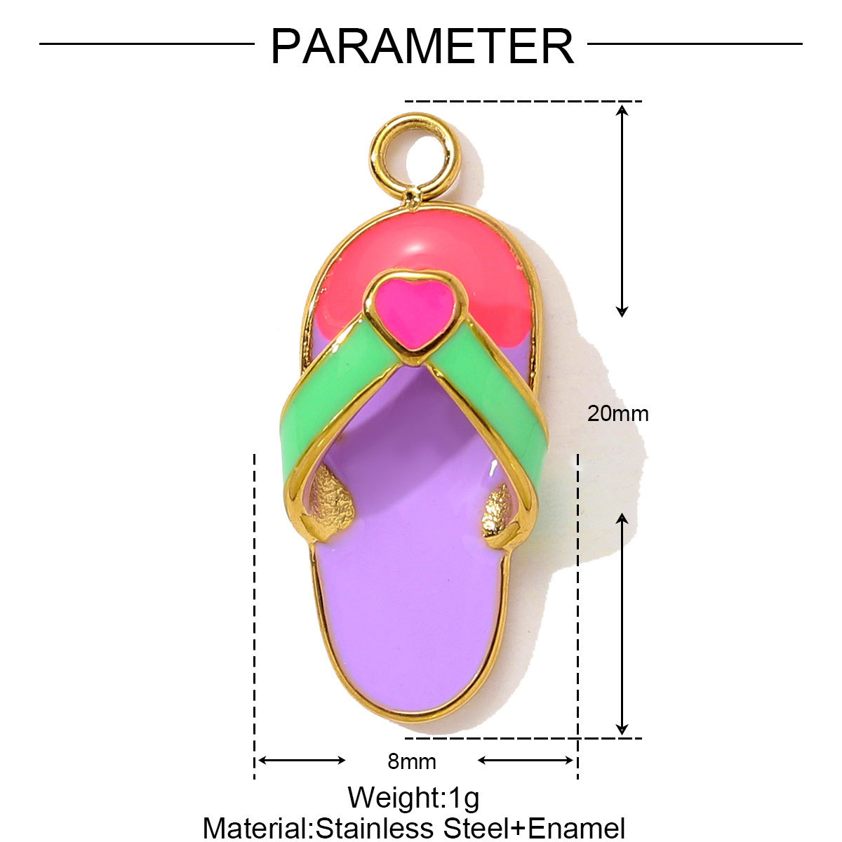 6pcs/pack Stainless Steel Enamel Shell Whale Necklace Pendant Flip Flops DIY Earring Charm Women Summer Vacation Jewelry