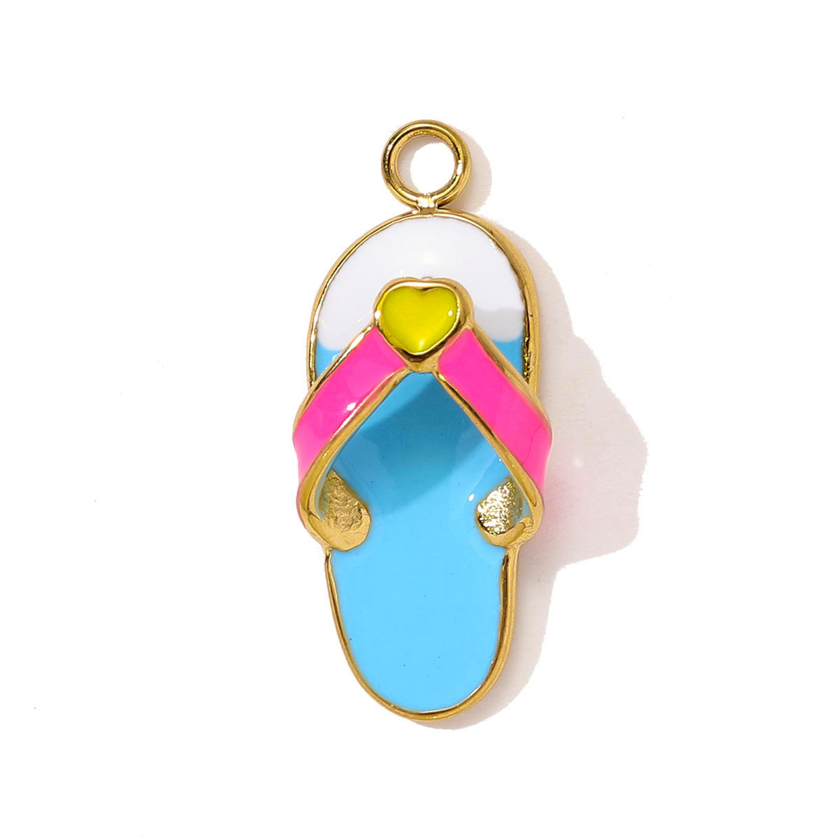 6pcs/pack Stainless Steel Enamel Shell Whale Necklace Pendant Flip Flops DIY Earring Charm Women Summer Vacation Jewelry