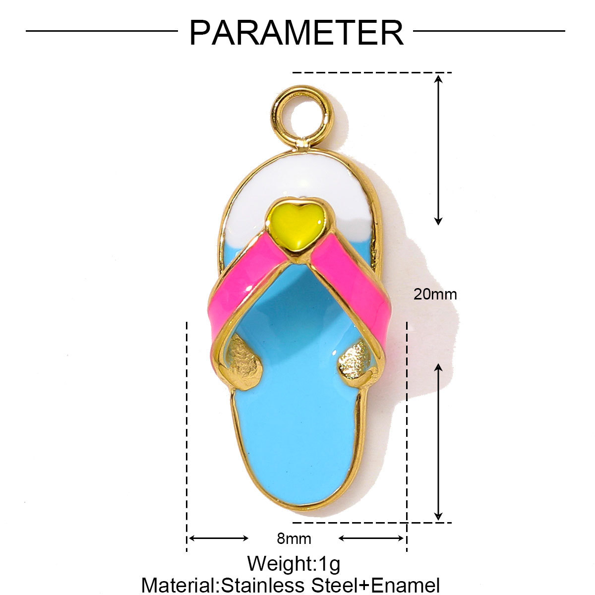 6pcs/pack Stainless Steel Enamel Shell Whale Necklace Pendant Flip Flops DIY Earring Charm Women Summer Vacation Jewelry