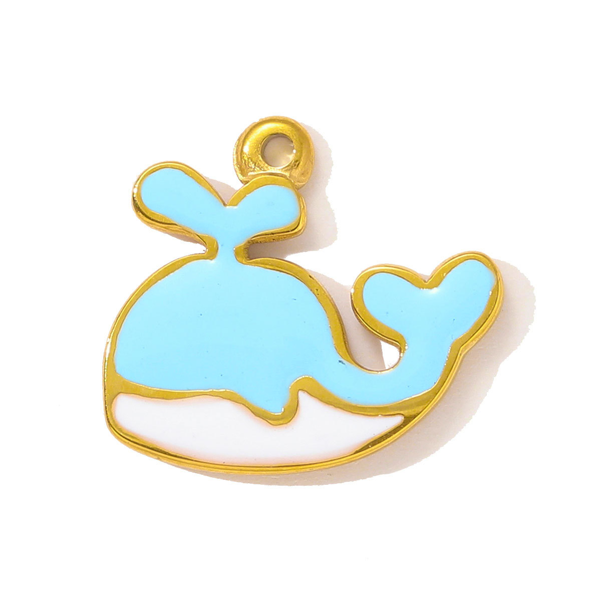 6pcs/pack Stainless Steel Enamel Shell Whale Necklace Pendant Flip Flops DIY Earring Charm Women Summer Vacation Jewelry
