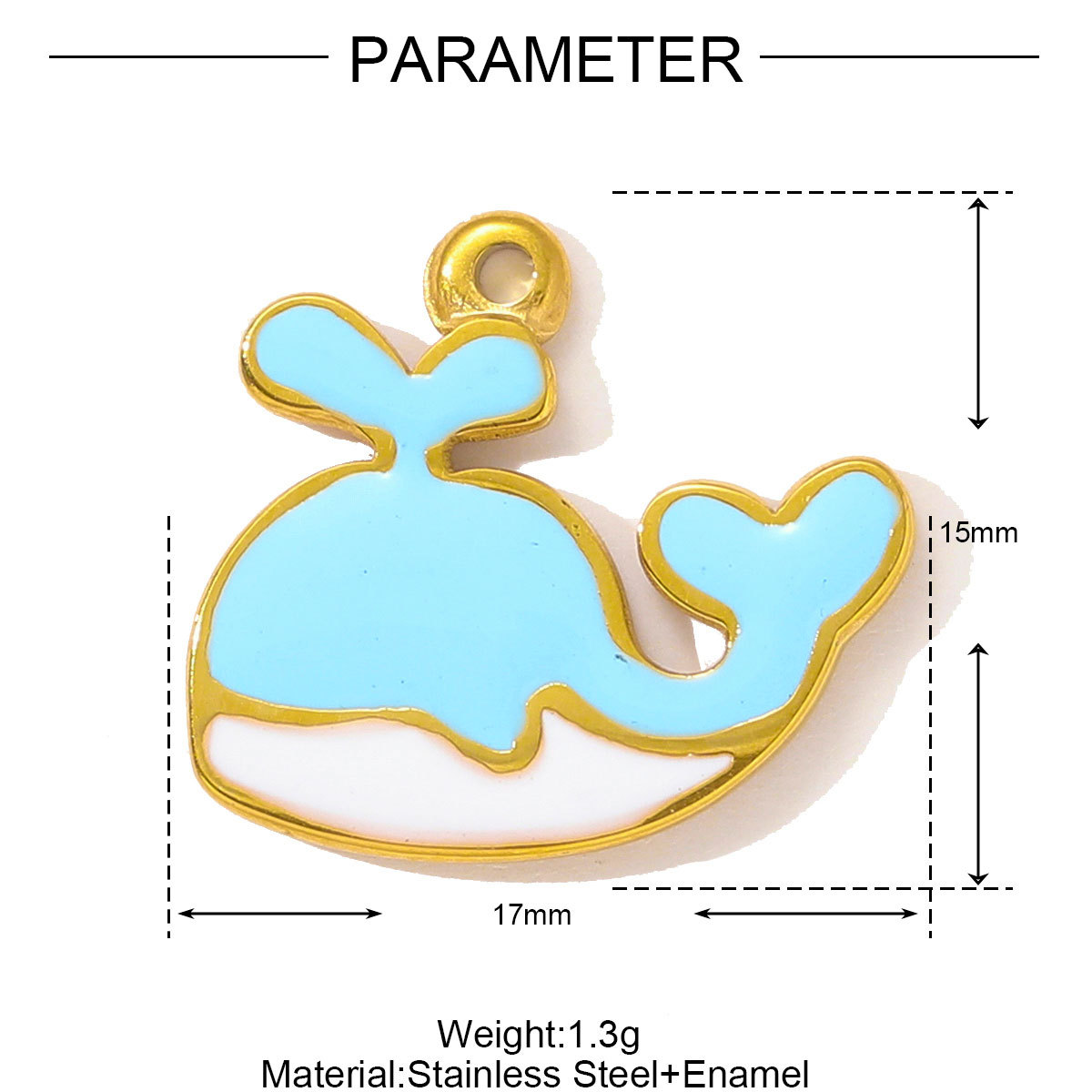 6pcs/pack Stainless Steel Enamel Shell Whale Necklace Pendant Flip Flops DIY Earring Charm Women Summer Vacation Jewelry