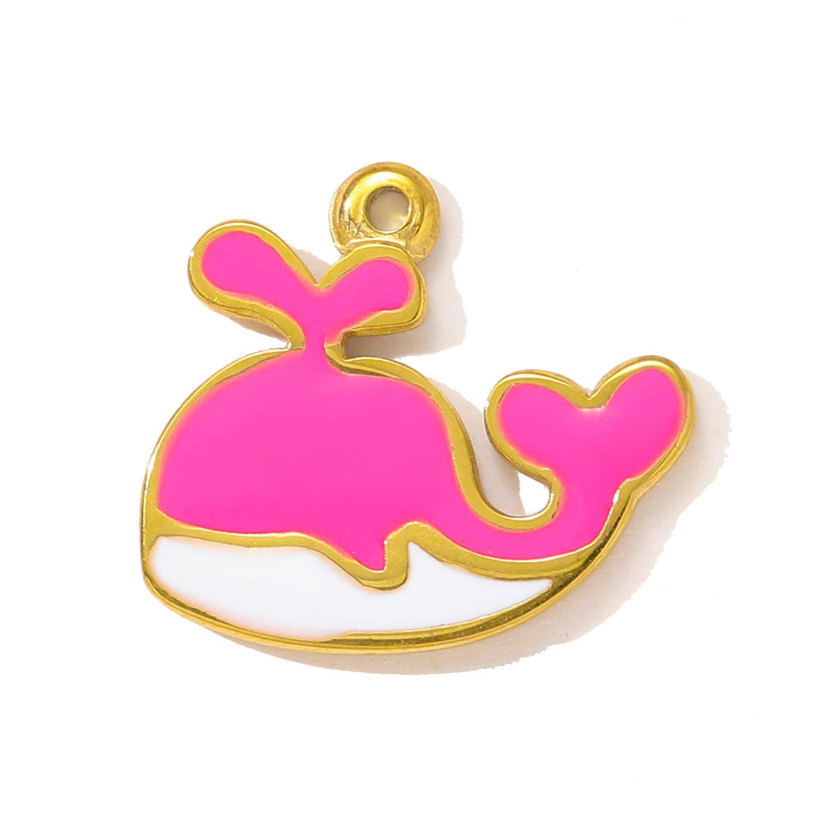 6pcs/pack Stainless Steel Enamel Shell Whale Necklace Pendant Flip Flops DIY Earring Charm Women Summer Vacation Jewelry