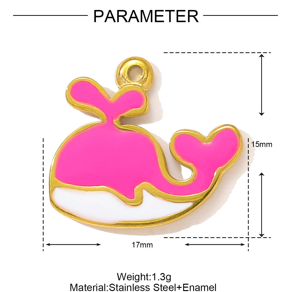 6pcs/pack Stainless Steel Enamel Shell Whale Necklace Pendant Flip Flops DIY Earring Charm Women Summer Vacation Jewelry