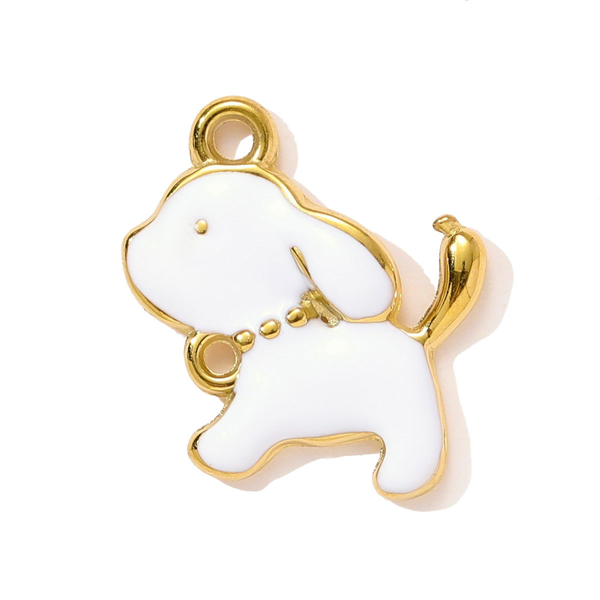 6pcs/pack Cute Stainless Steel Enamel Little Dog Squirrel Necklace Pendant Love Heart DIY Bracelet Charm Women Bee Cherry Jewelry