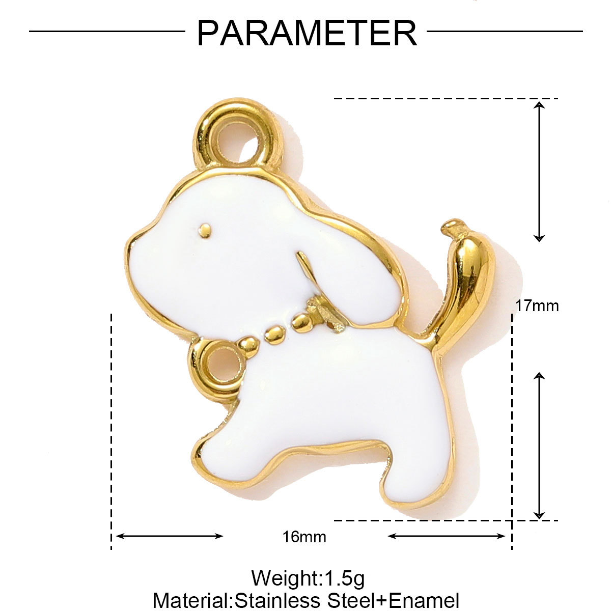 6pcs/pack Cute Stainless Steel Enamel Little Dog Squirrel Necklace Pendant Love Heart DIY Bracelet Charm Women Bee Cherry Jewelry