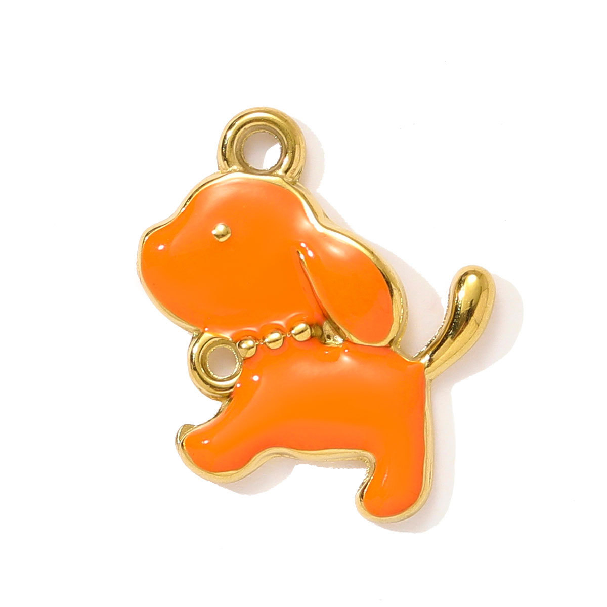 6pcs/pack Cute Stainless Steel Enamel Little Dog Squirrel Necklace Pendant Love Heart DIY Bracelet Charm Women Bee Cherry Jewelry