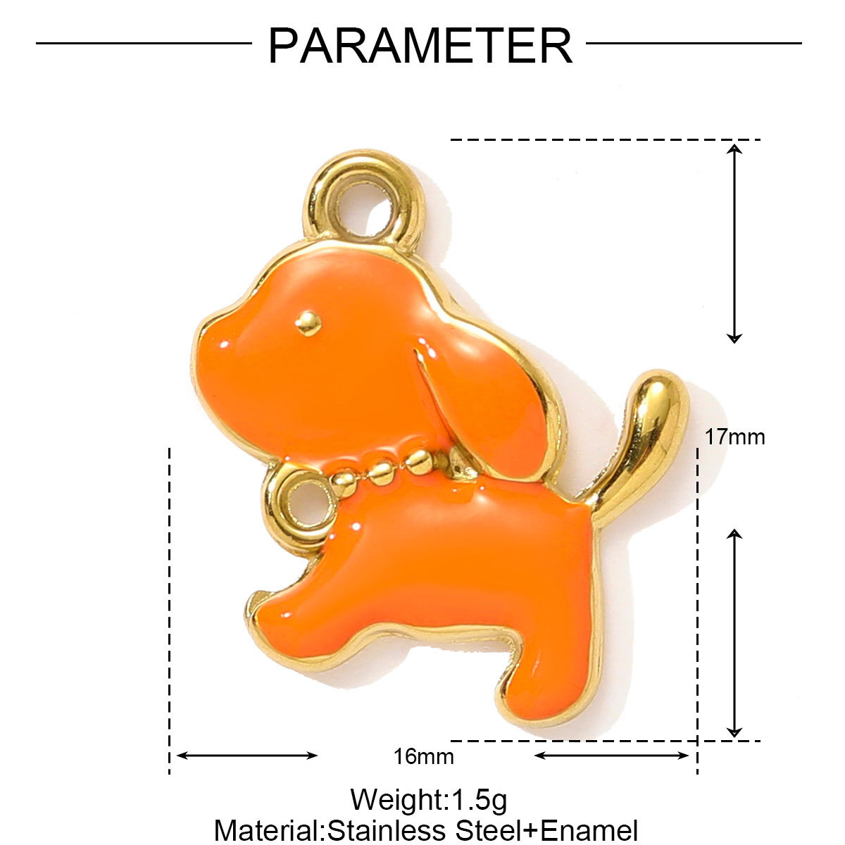 6pcs/pack Cute Stainless Steel Enamel Little Dog Squirrel Necklace Pendant Love Heart DIY Bracelet Charm Women Bee Cherry Jewelry