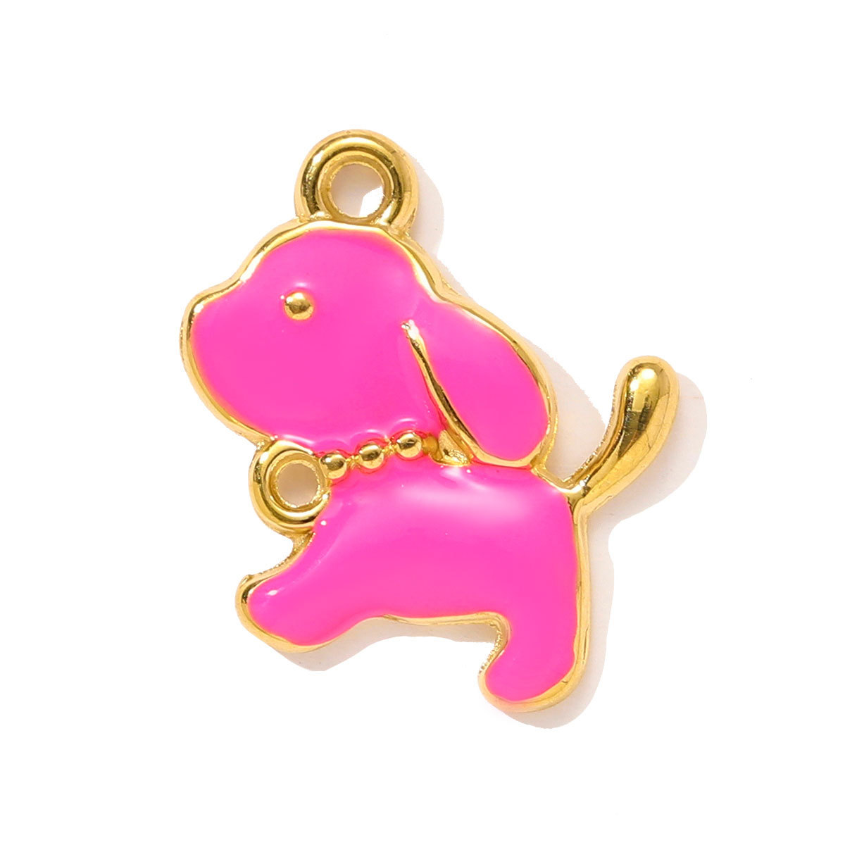 6pcs/pack Cute Stainless Steel Enamel Little Dog Squirrel Necklace Pendant Love Heart DIY Bracelet Charm Women Bee Cherry Jewelry