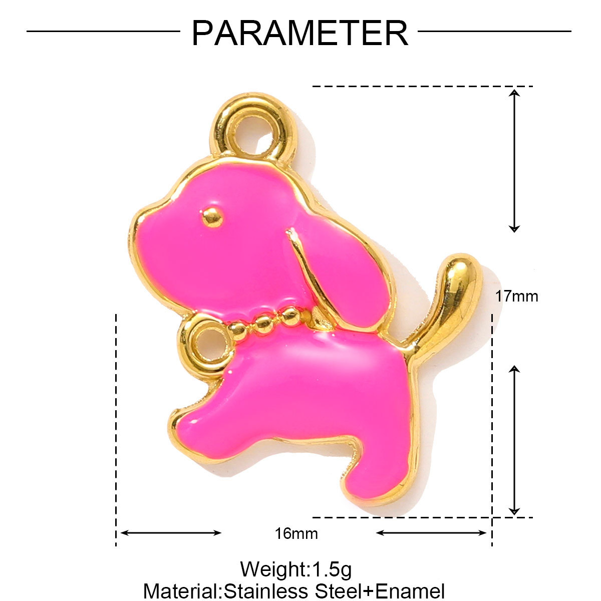 6pcs/pack Cute Stainless Steel Enamel Little Dog Squirrel Necklace Pendant Love Heart DIY Bracelet Charm Women Bee Cherry Jewelry