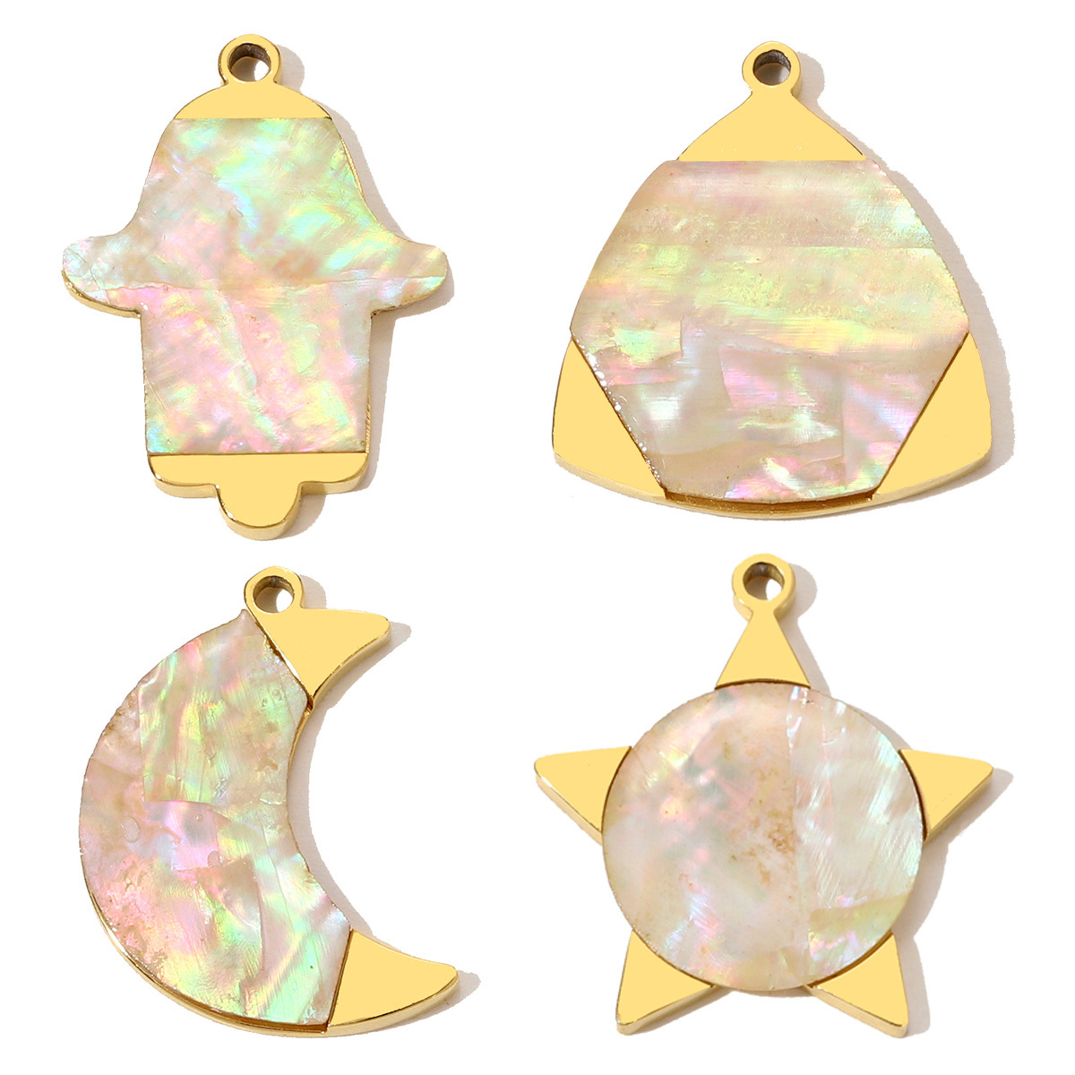 6pcs/pack French Retro Stainless Steel Butterfly Hamsa Hand Necklace Pendant Star Moon DIY Earring Charm Women Jewelry Wholesale