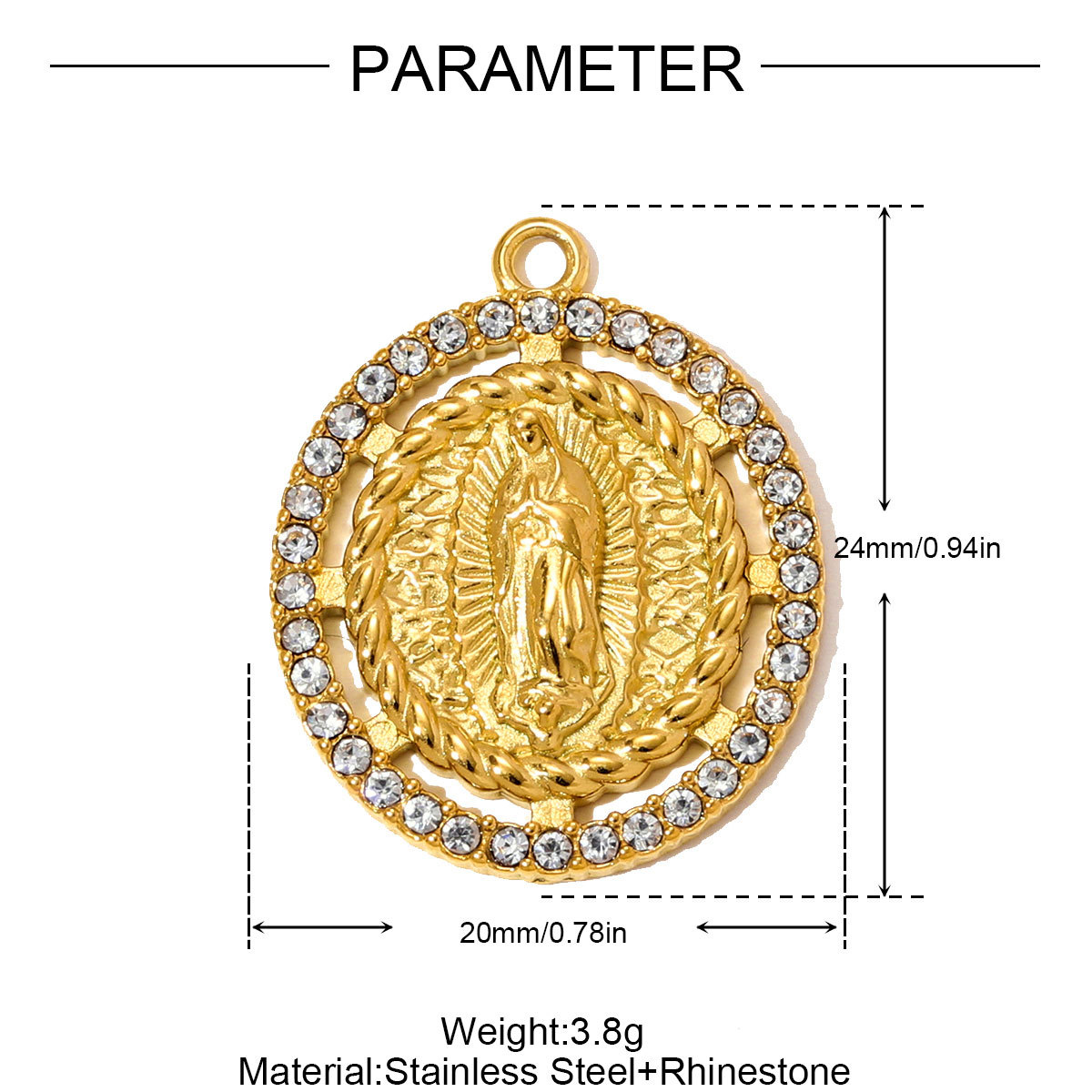 6pcs/pack Stainless Steel Enamel Cross Square Necklace Pendant Holy Mother Goddess DIY Charm Women Coin Star Jewelry Wholesale