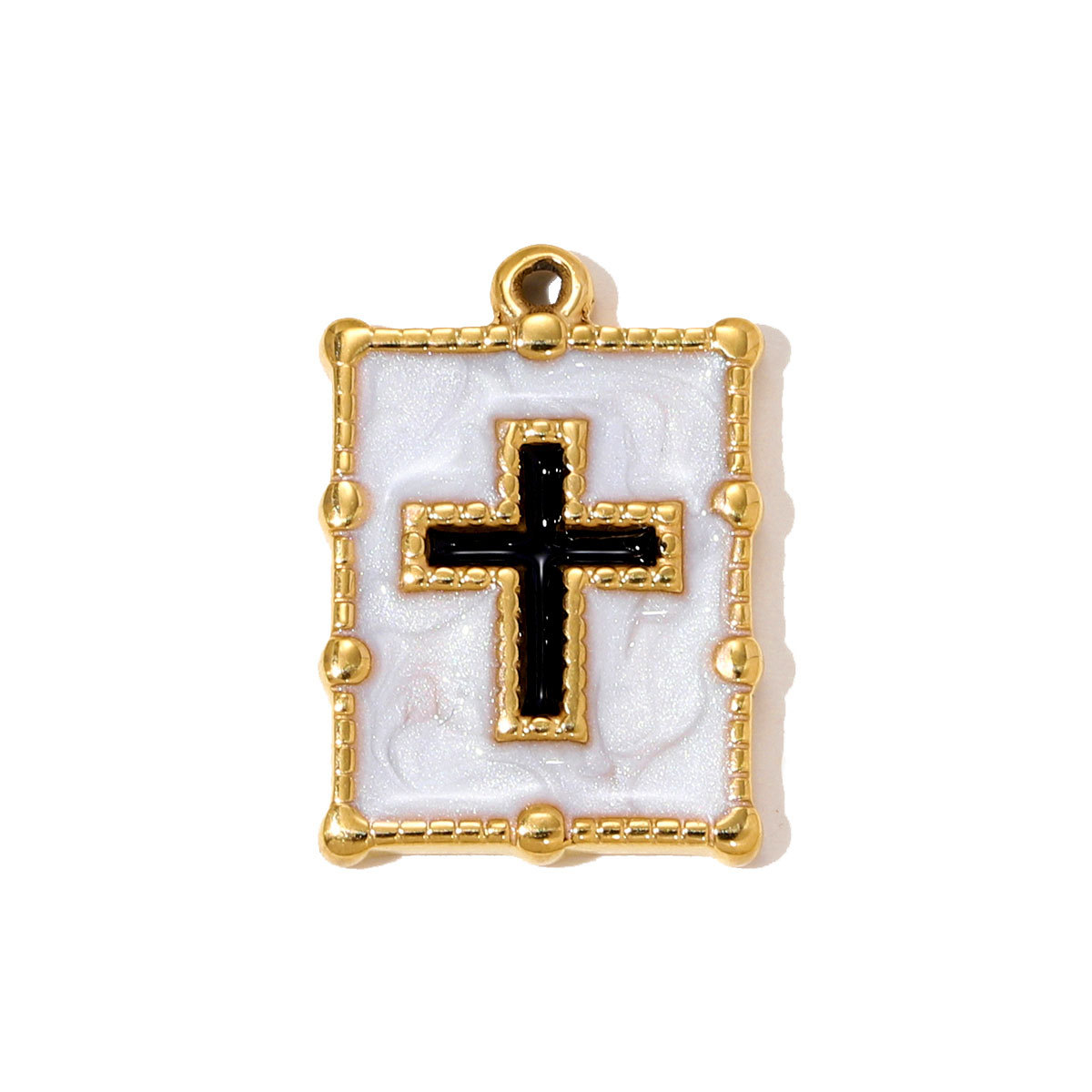 6pcs/pack Stainless Steel Enamel Cross Square Necklace Pendant Holy Mother Goddess DIY Charm Women Coin Star Jewelry Wholesale