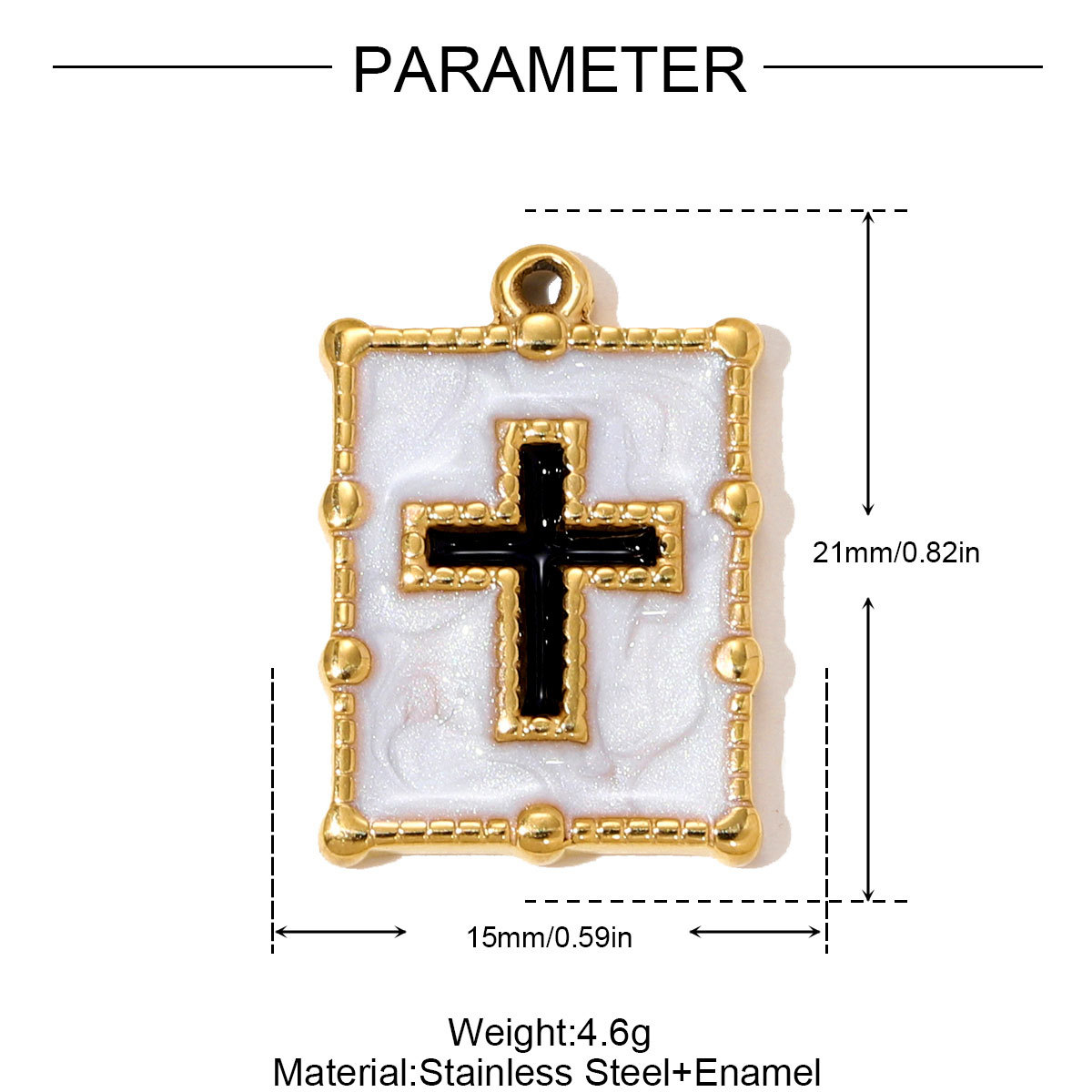 6pcs/pack Stainless Steel Enamel Cross Square Necklace Pendant Holy Mother Goddess DIY Charm Women Coin Star Jewelry Wholesale