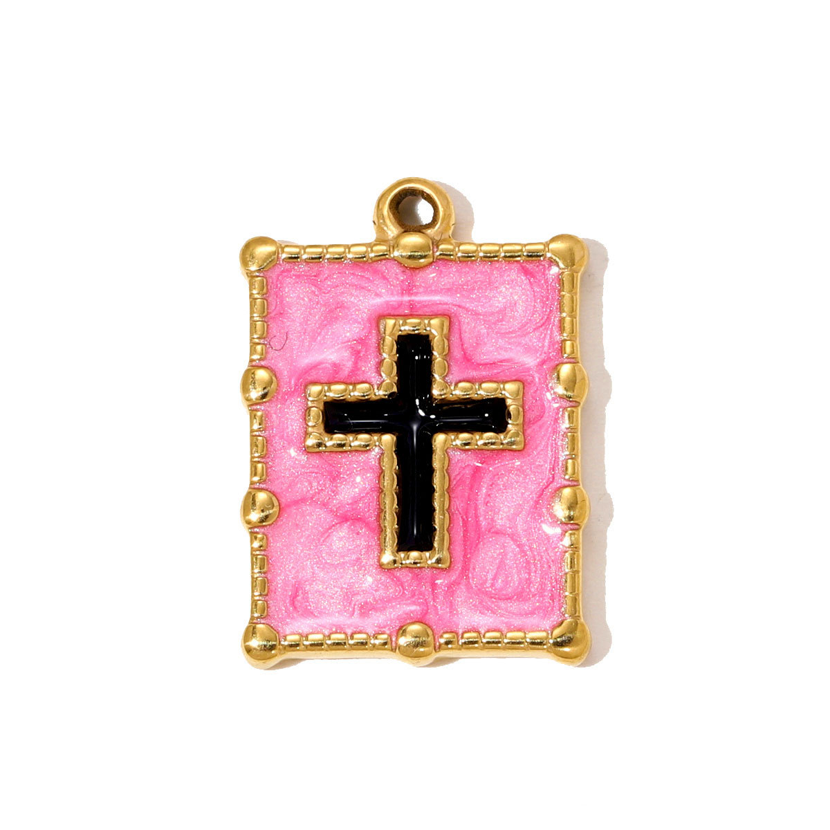 6pcs/pack Stainless Steel Enamel Cross Square Necklace Pendant Holy Mother Goddess DIY Charm Women Coin Star Jewelry Wholesale