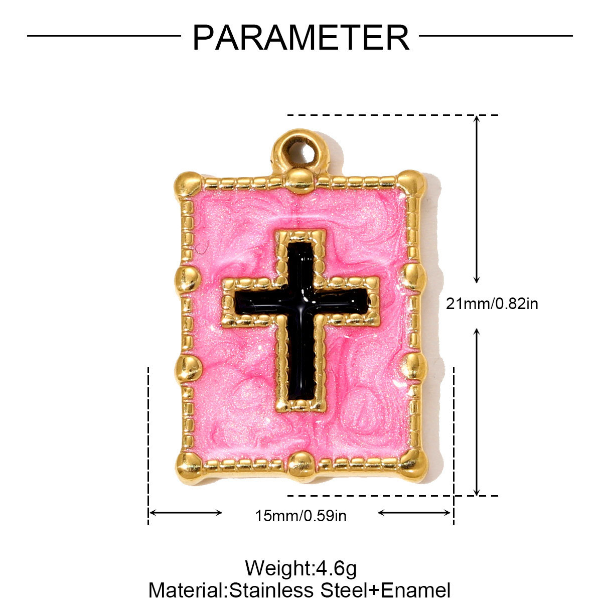 6pcs/pack Stainless Steel Enamel Cross Square Necklace Pendant Holy Mother Goddess DIY Charm Women Coin Star Jewelry Wholesale