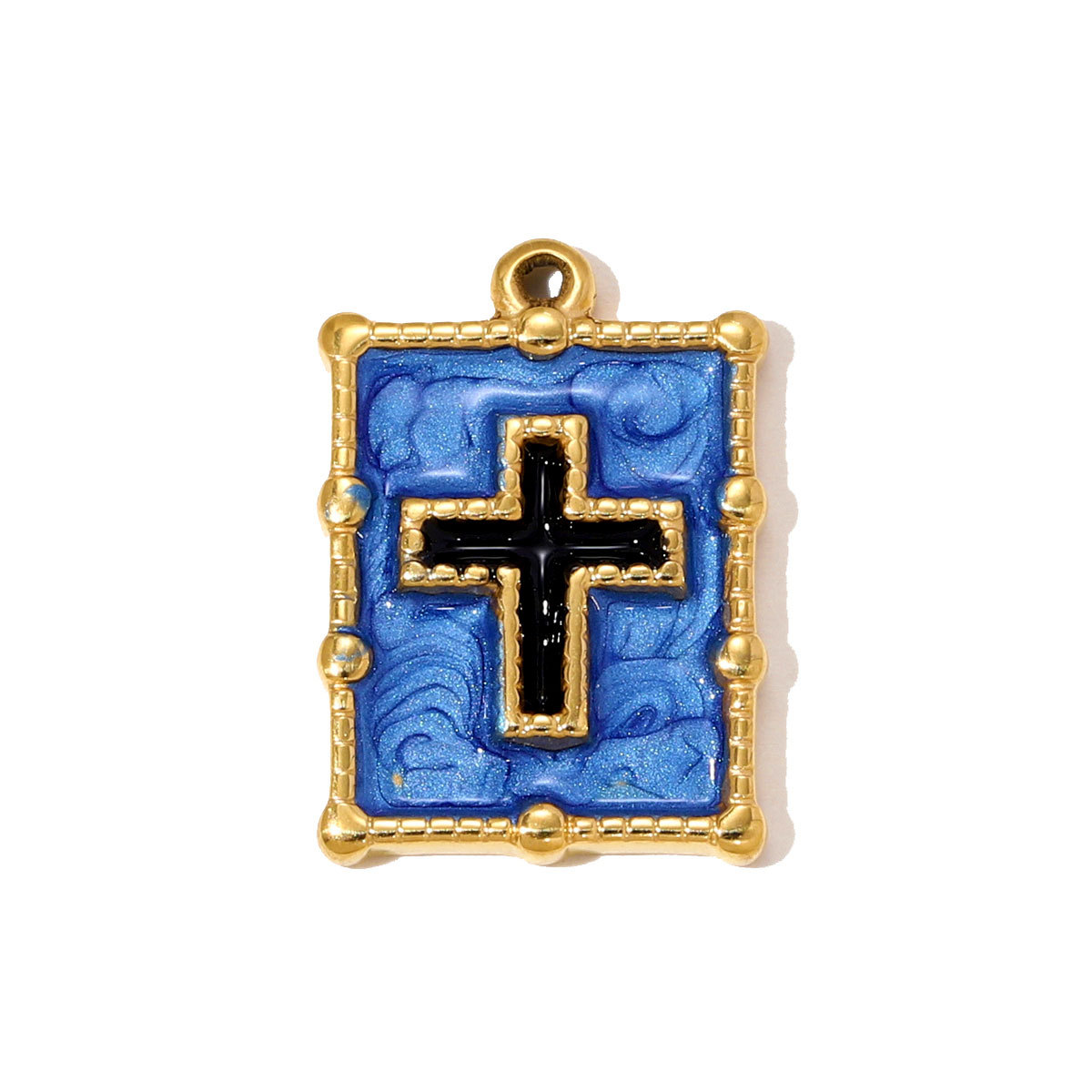 6pcs/pack Stainless Steel Enamel Cross Square Necklace Pendant Holy Mother Goddess DIY Charm Women Coin Star Jewelry Wholesale