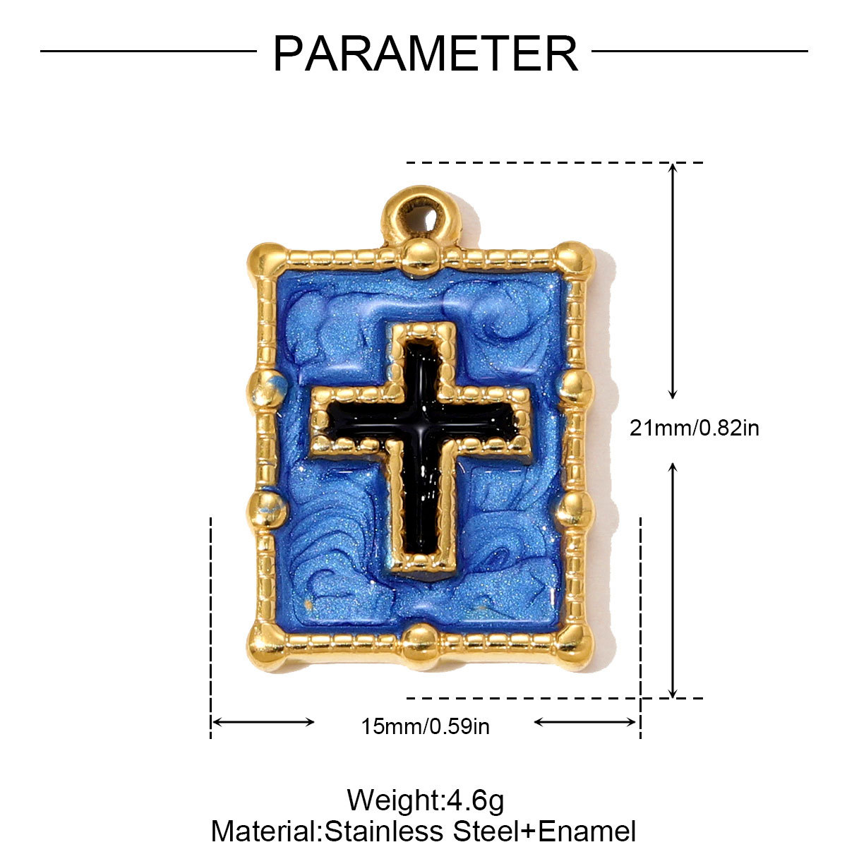 6pcs/pack Stainless Steel Enamel Cross Square Necklace Pendant Holy Mother Goddess DIY Charm Women Coin Star Jewelry Wholesale
