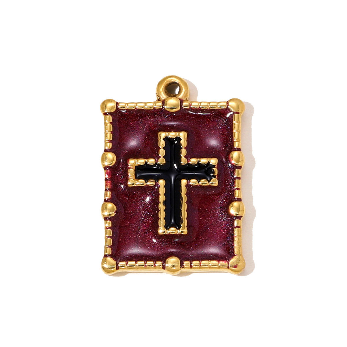6pcs/pack Stainless Steel Enamel Cross Square Necklace Pendant Holy Mother Goddess DIY Charm Women Coin Star Jewelry Wholesale