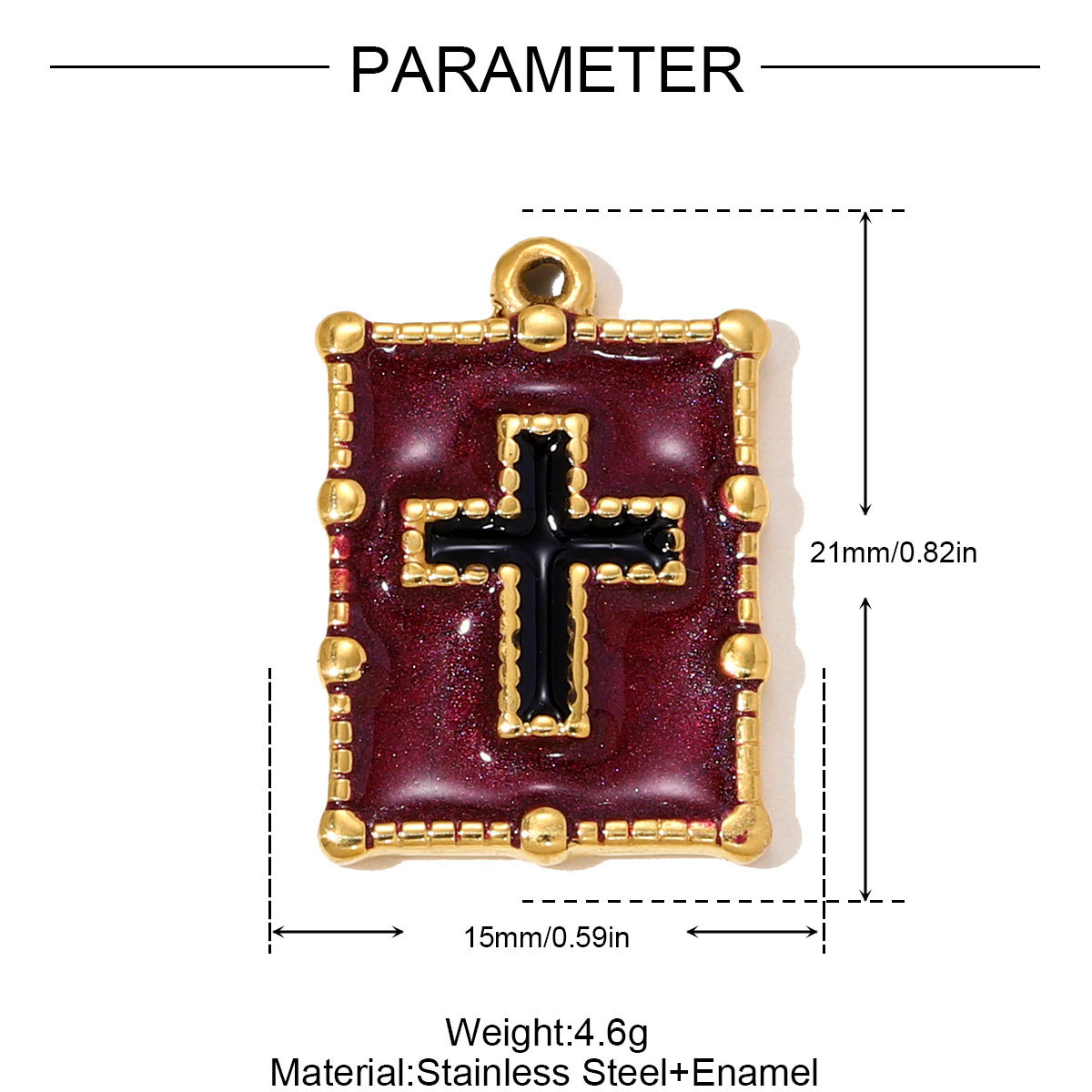 6pcs/pack Stainless Steel Enamel Cross Square Necklace Pendant Holy Mother Goddess DIY Charm Women Coin Star Jewelry Wholesale