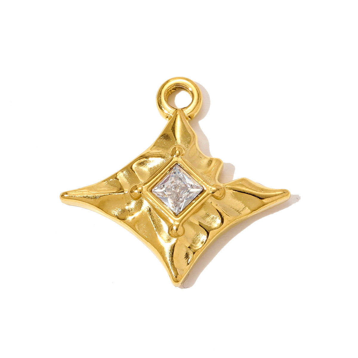 6pcs/pack Stainless Steel Zircon Star Love Heart Necklace Pendant Starfish Rose DIY Bracelets Charm Women Round Jewelry Wholesale