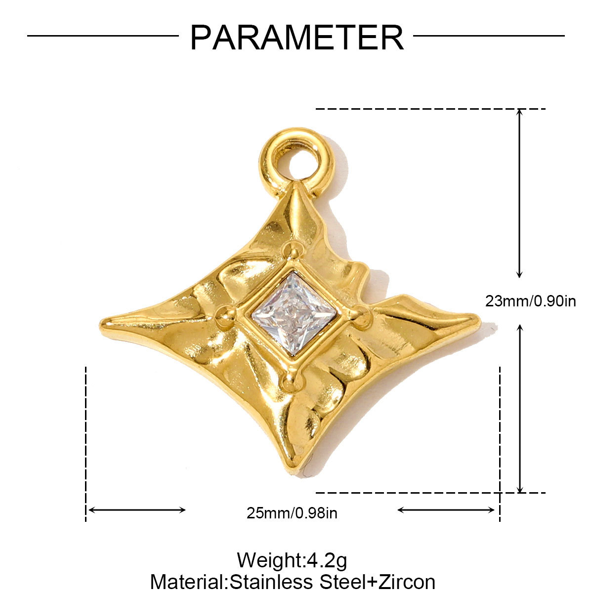6pcs/pack Stainless Steel Zircon Star Love Heart Necklace Pendant Starfish Rose DIY Bracelets Charm Women Round Jewelry Wholesale