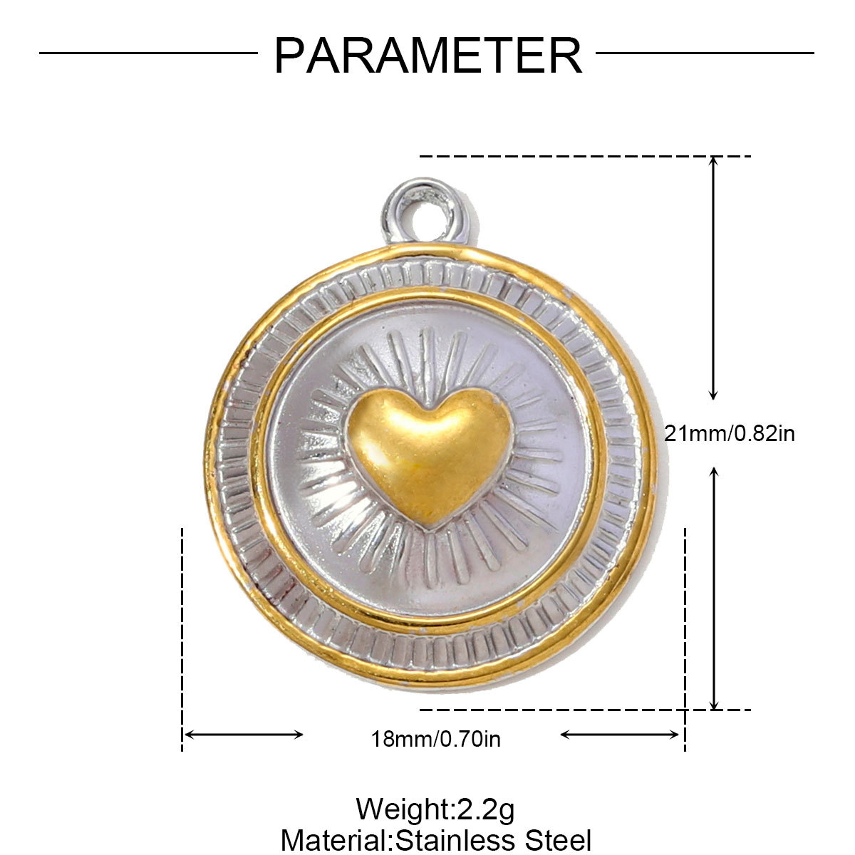 6pcs/pack Stainless Steel Zircon Star Love Heart Necklace Pendant Starfish Rose DIY Bracelets Charm Women Round Jewelry Wholesale