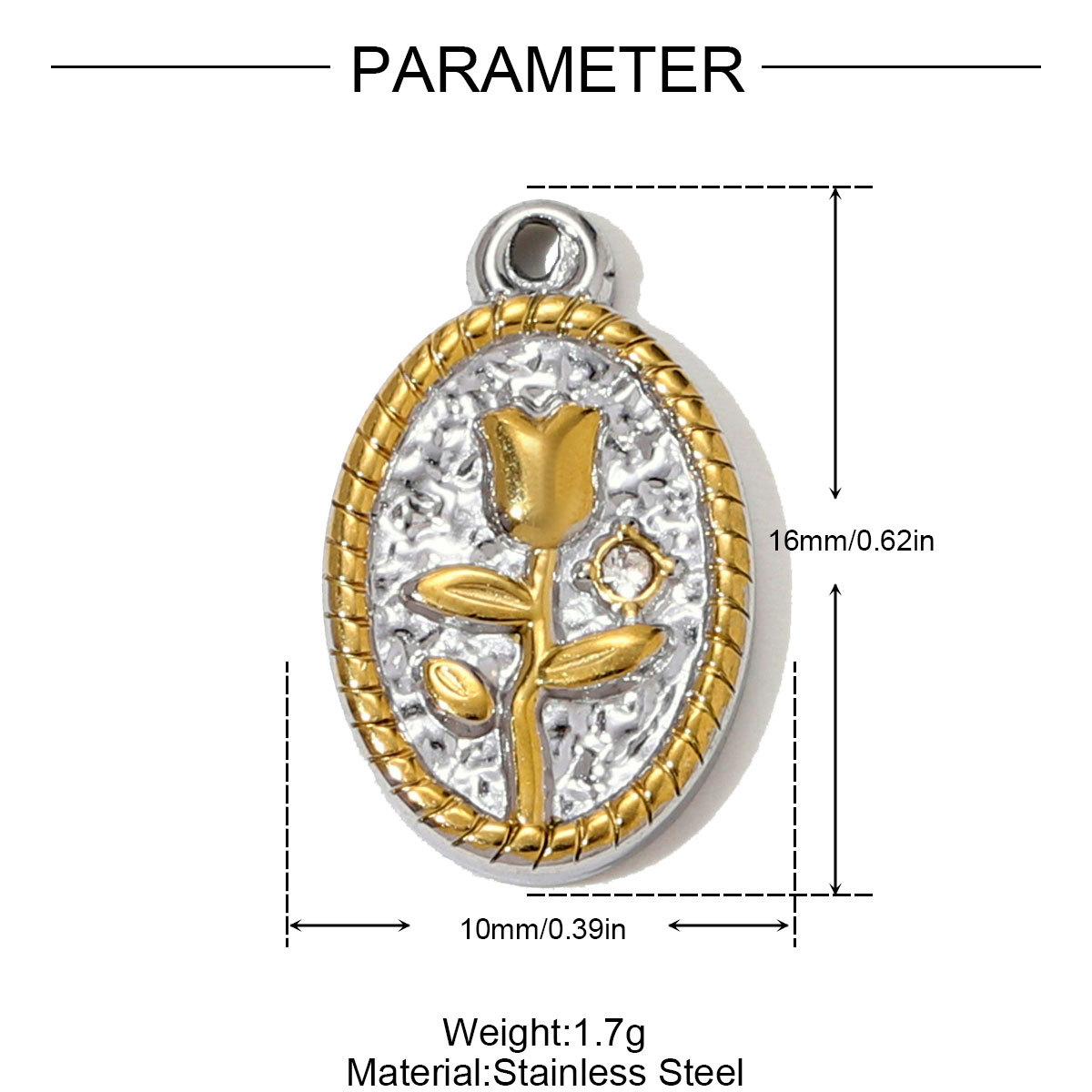 6pcs/pack Stainless Steel Zircon Star Love Heart Necklace Pendant Starfish Rose DIY Bracelets Charm Women Round Jewelry Wholesale